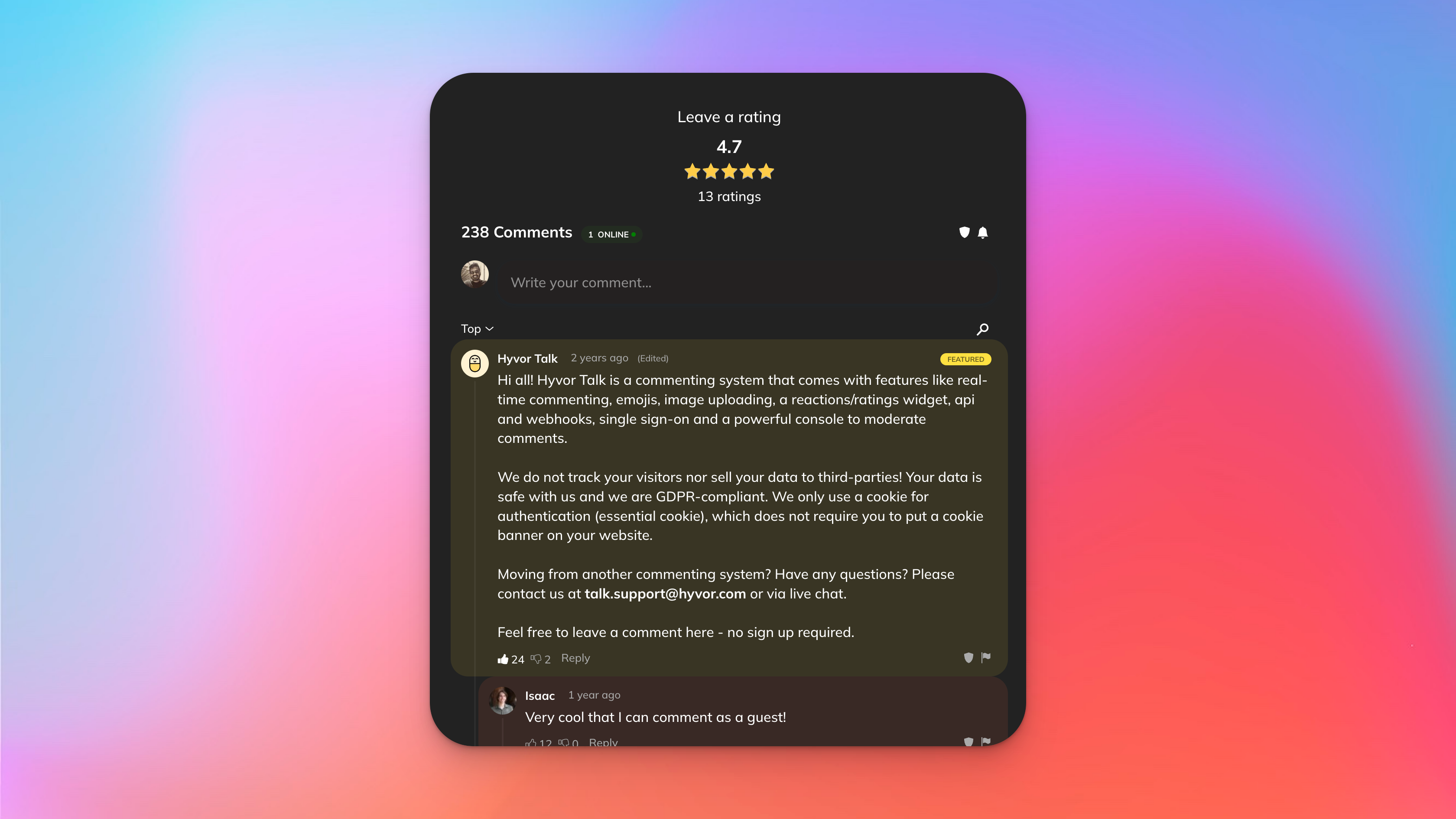Mídia 3 de Hyvor Talk (V3)