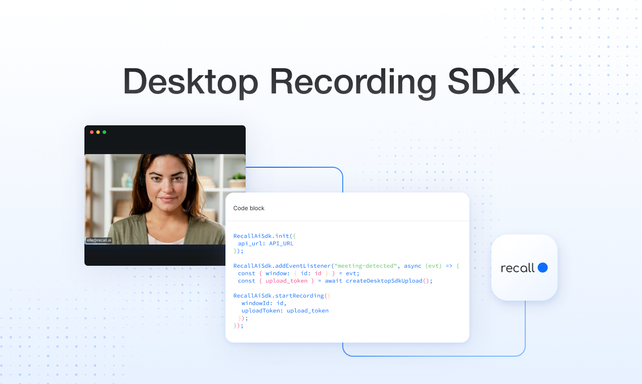 startuptile Desktop Recording SDK by Recall.ai-Fast access to real-time meeting data without bots