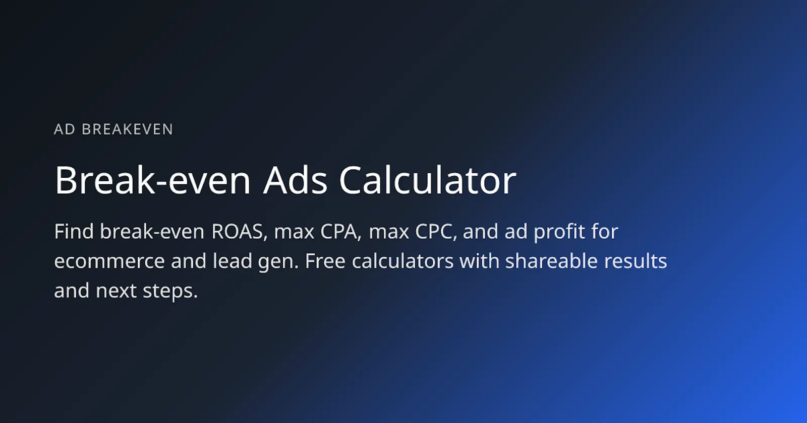 Ad Breakeven screenshot 1
