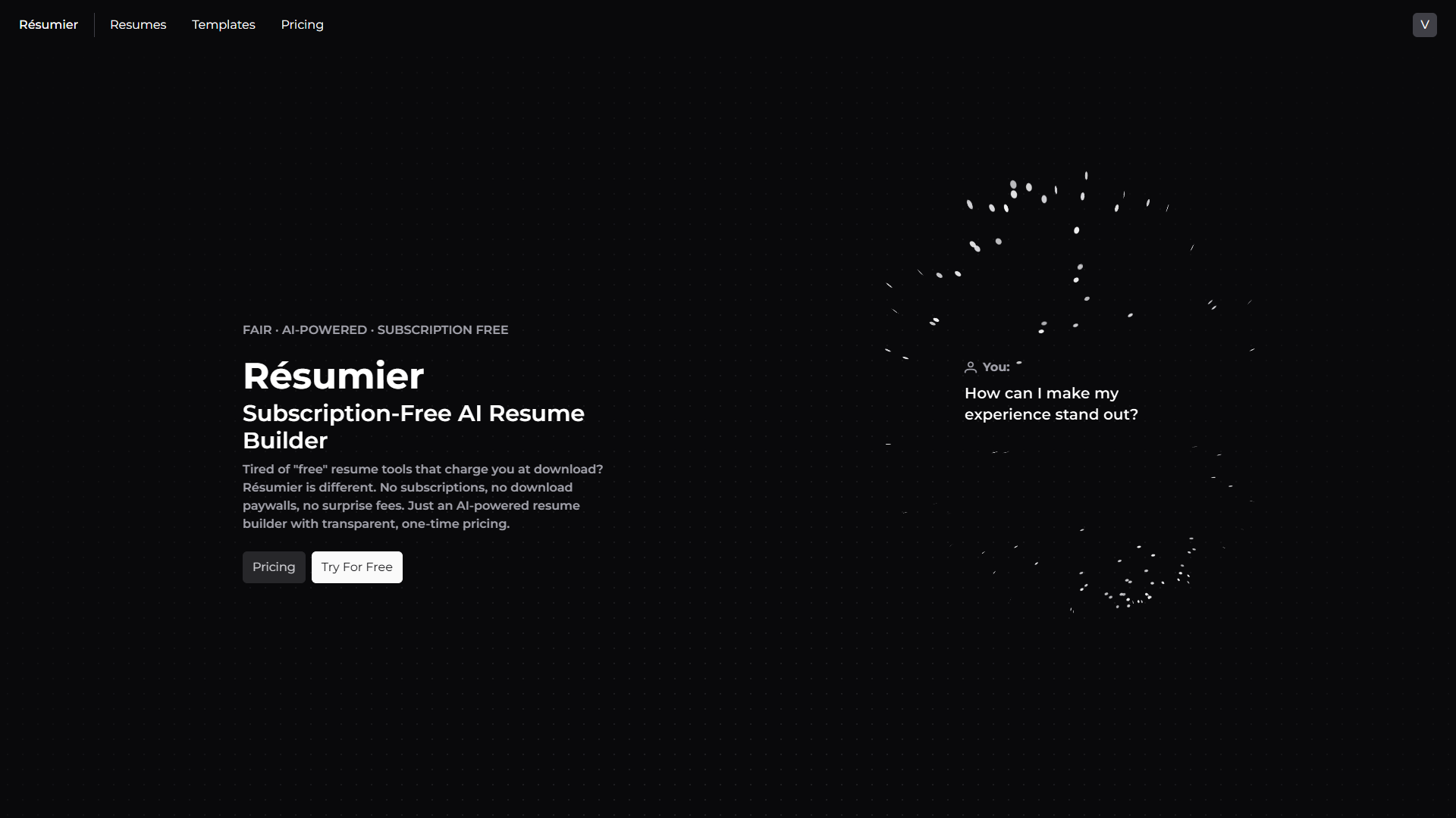 Résumier - Screenshot 2 showing product features and functionality