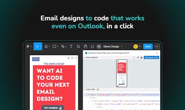 Transform your Figma designs into HTML effortlessly&quot; - An image showing a Figma logo and a conversion process from Figma designs into HTML, representing the ability to convert designs into HTML easily.