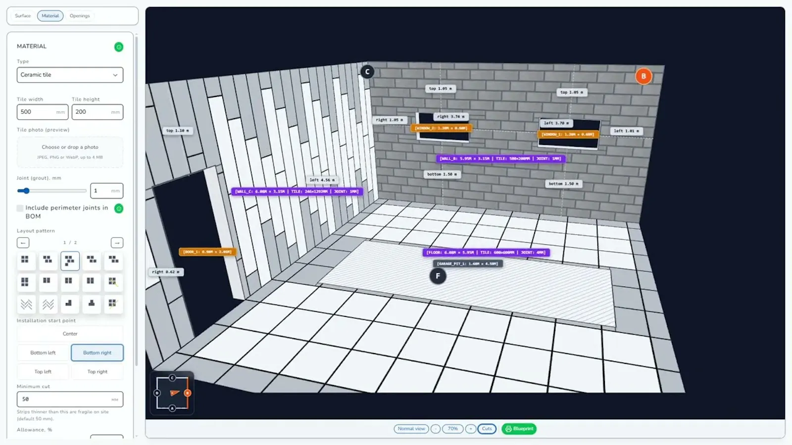 Scalarcut; Tile Layout Planner screenshot 1 (video preview)