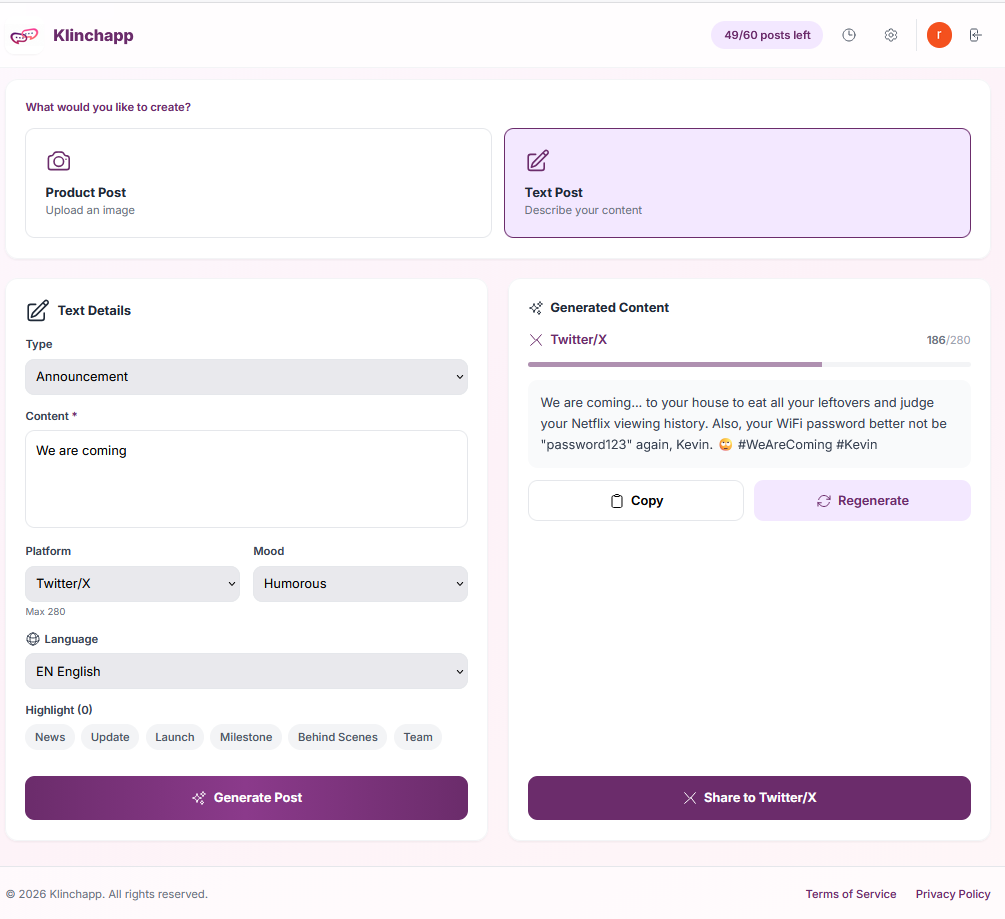 Klinchapp - Screenshot 3 showing product features and functionality