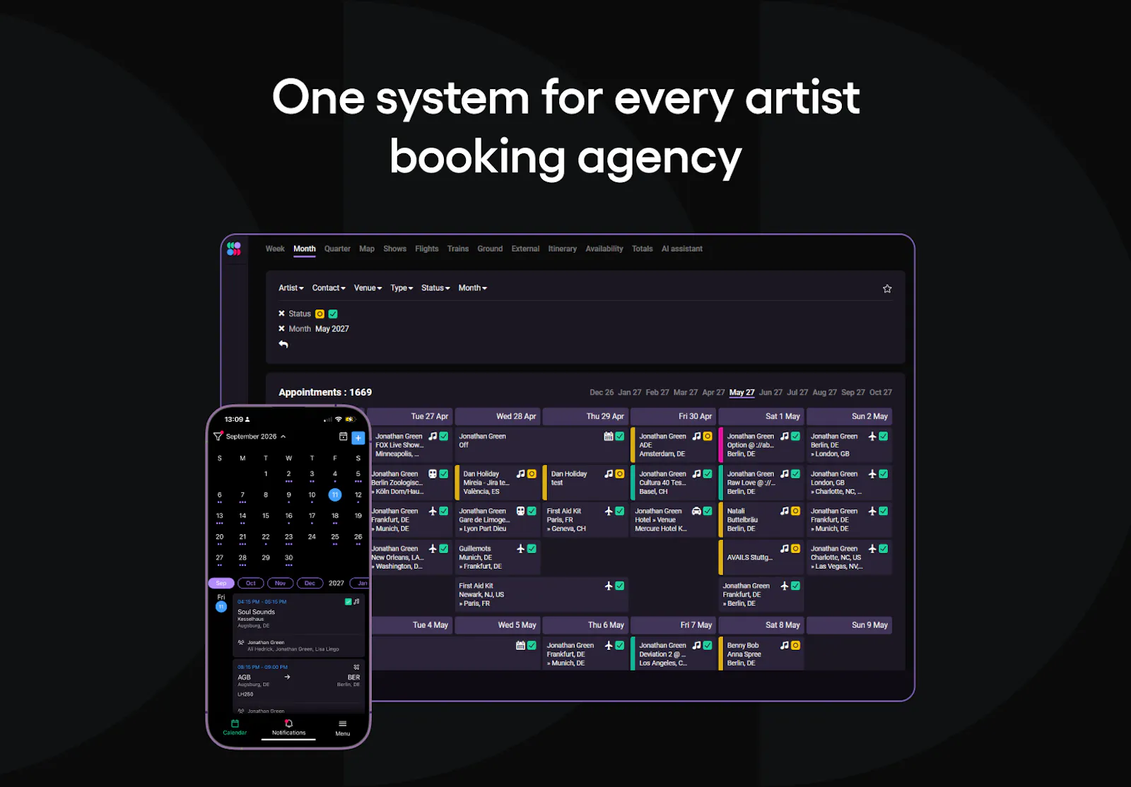 SystemOne Mobile App for artist booking screenshot 1
