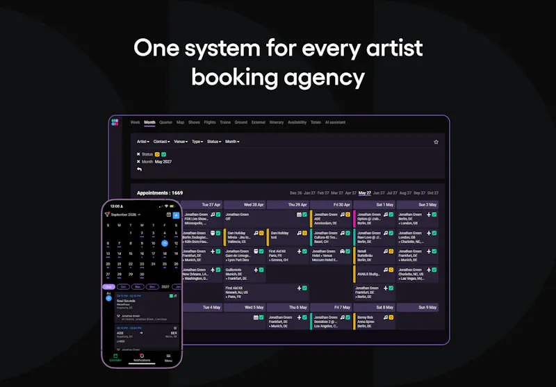 SystemOne Mobile App for artist booking screenshot 1