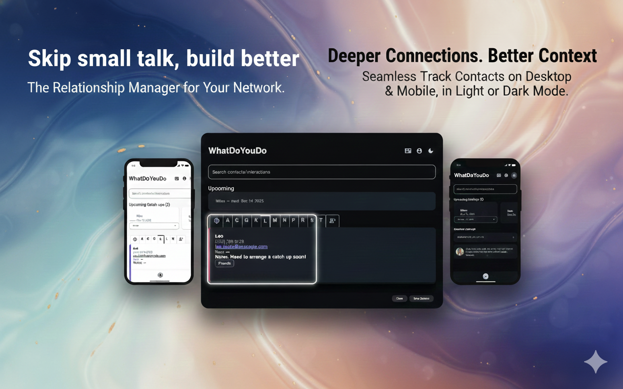 WhatDoYouDo - Main product screenshot demonstrating key features and user interface