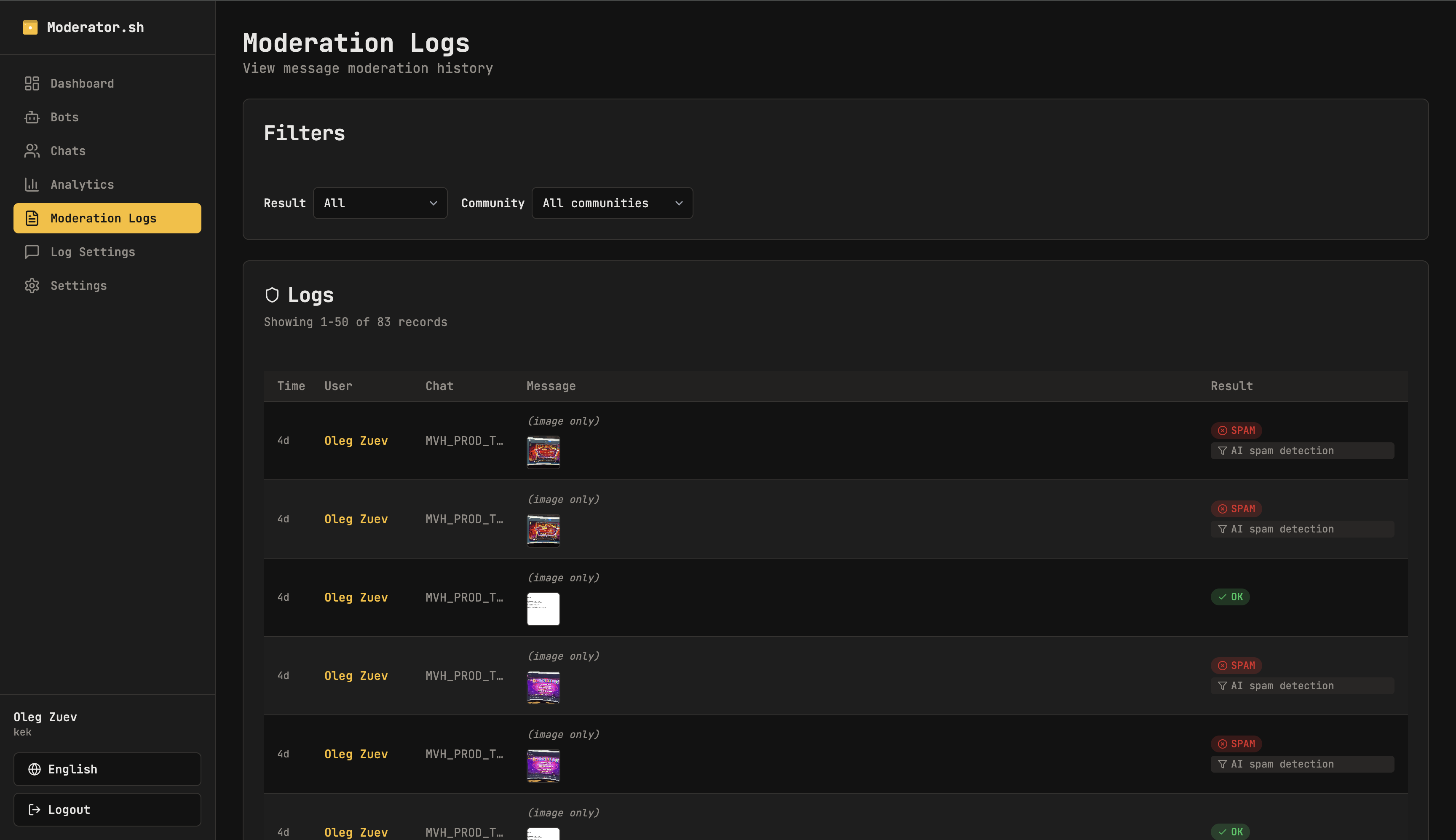 Moderator.sh - Screenshot 4 showing product features and functionality