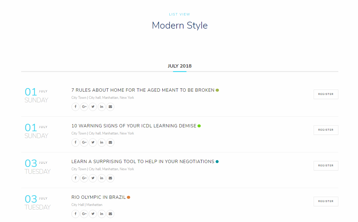 Modern Events Calendar gallery image