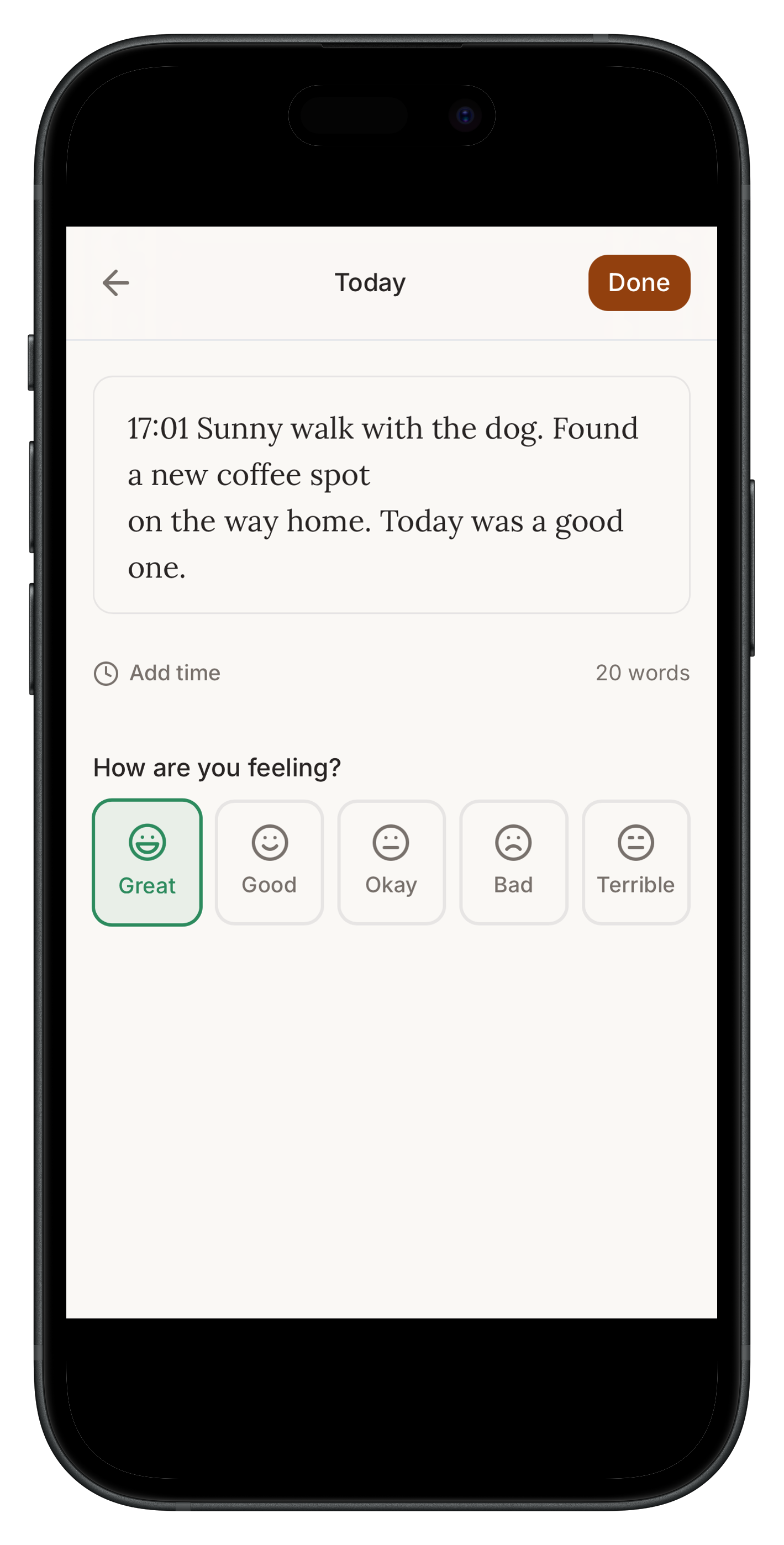 One Line Diary - Screenshot 2 showing product features and functionality