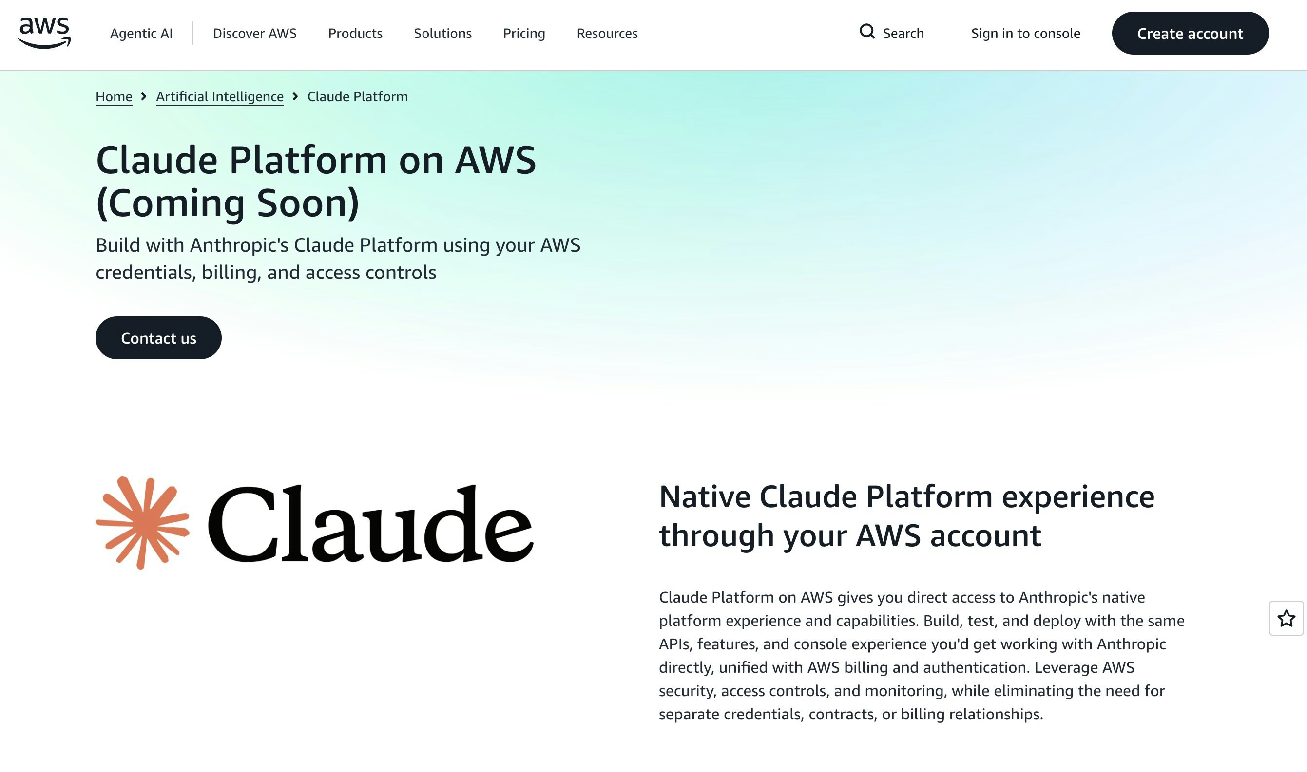 Claude Platform on AWS gallery image