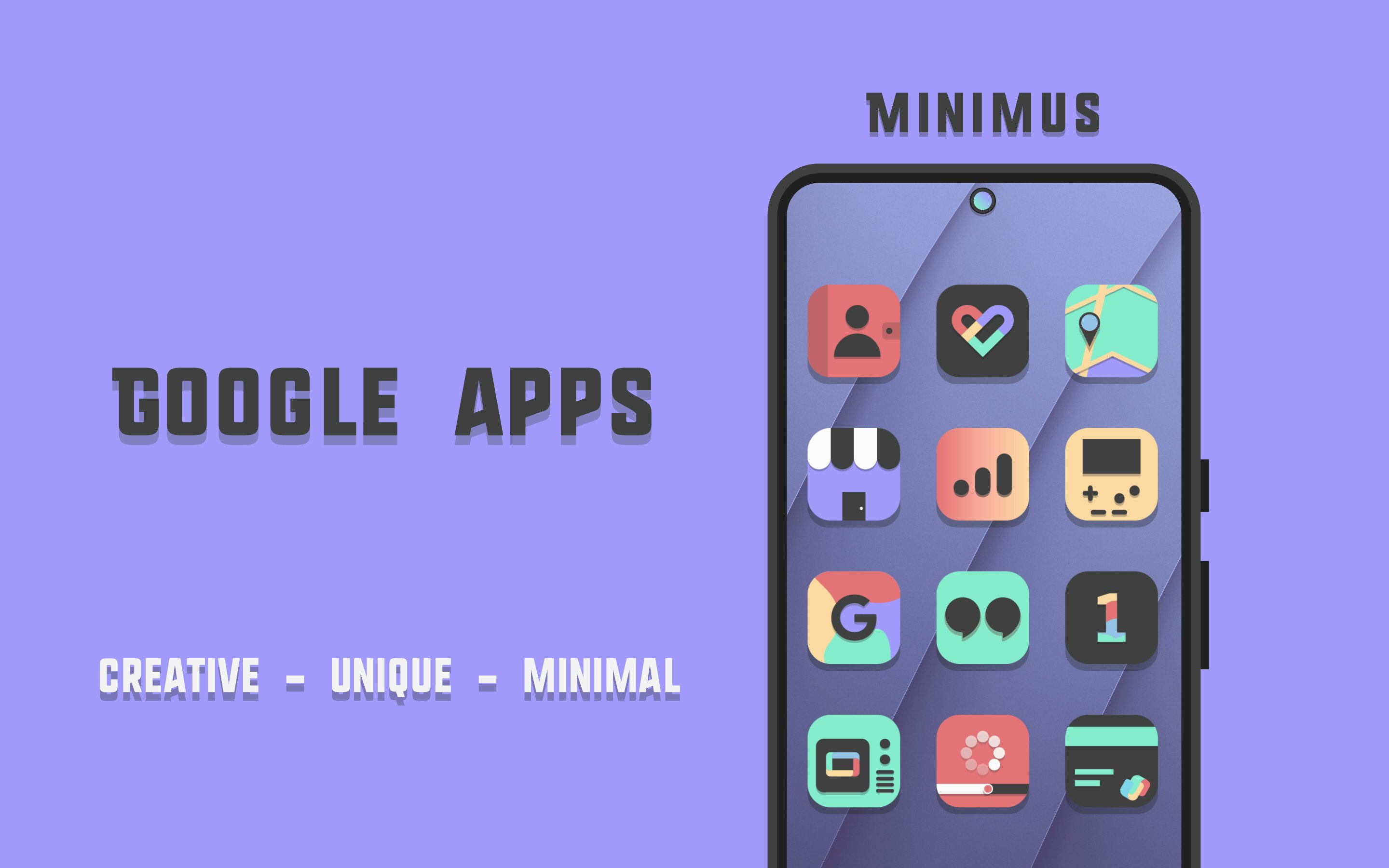 Media Ikon minimus - ikon minimum yang gelap namun bersemangat untuk peranti Android anda 1
