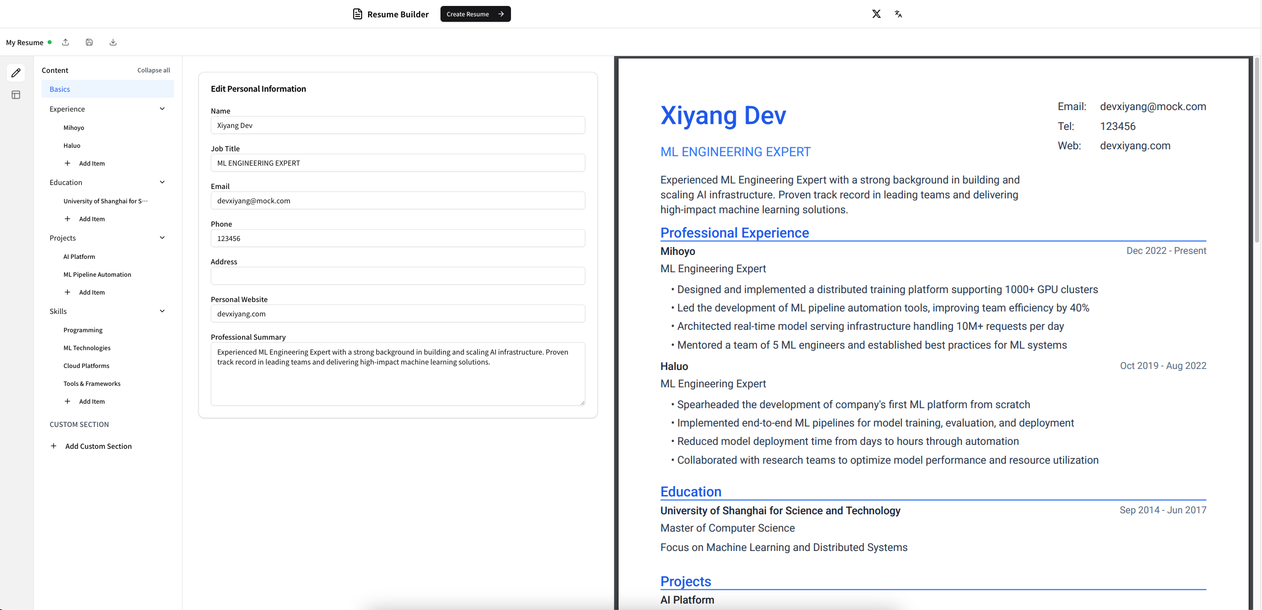 Resume Make gallery image