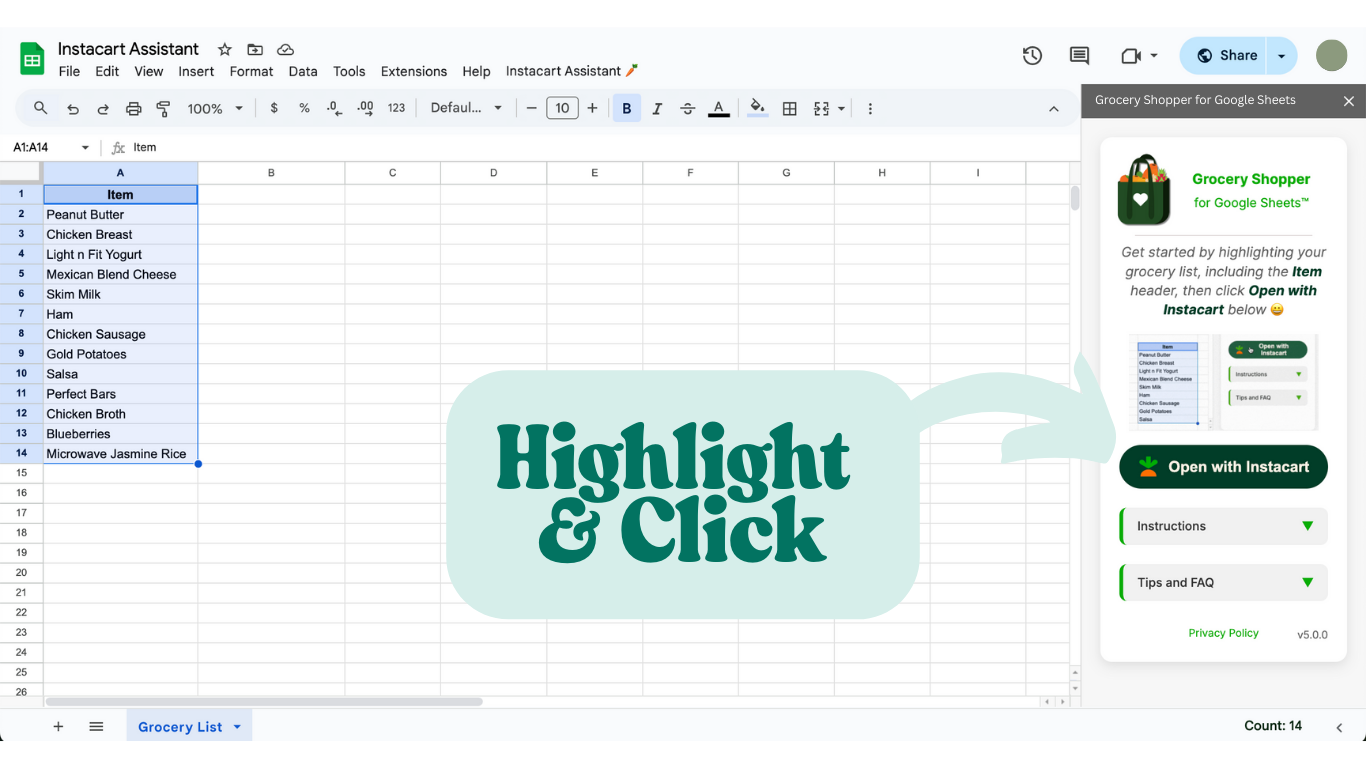Grocery Shopper for Google Sheets gallery image