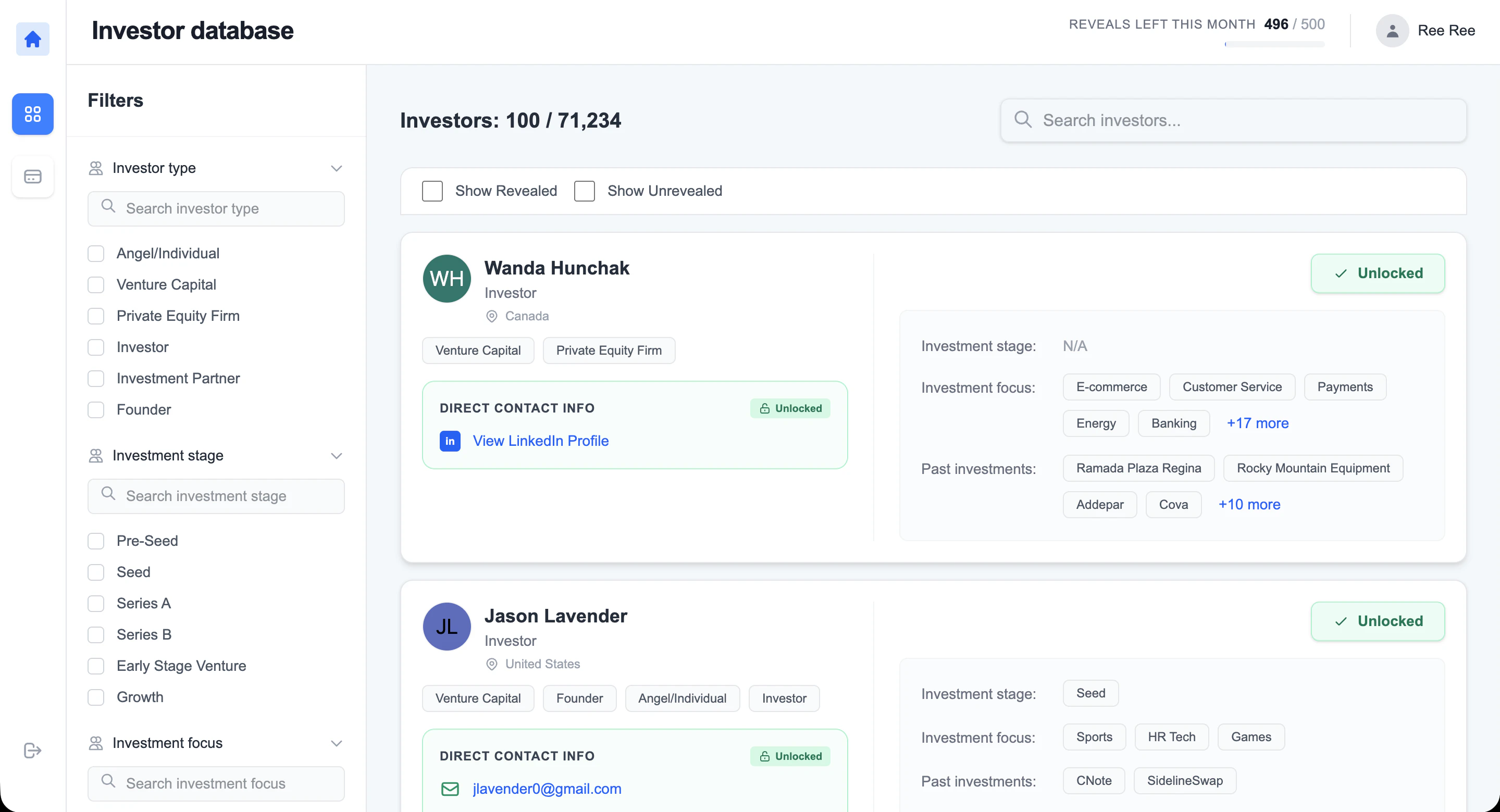 Angel Investor Database screenshot 3