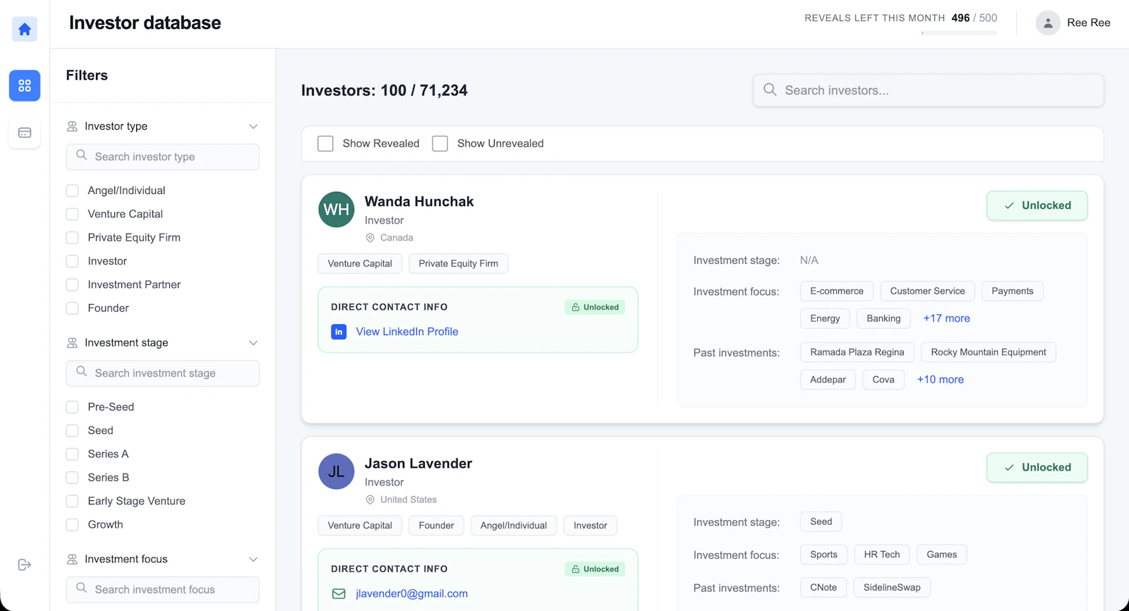 Angel Investor Database screenshot 3