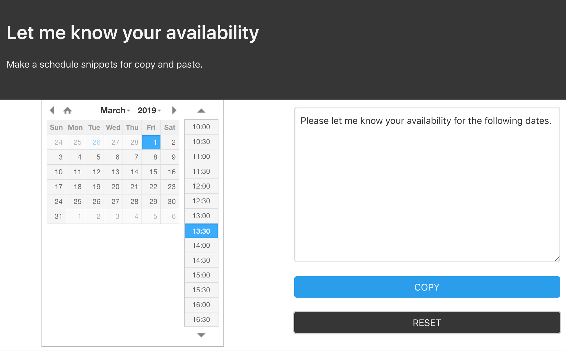 Let me know your availability gallery image