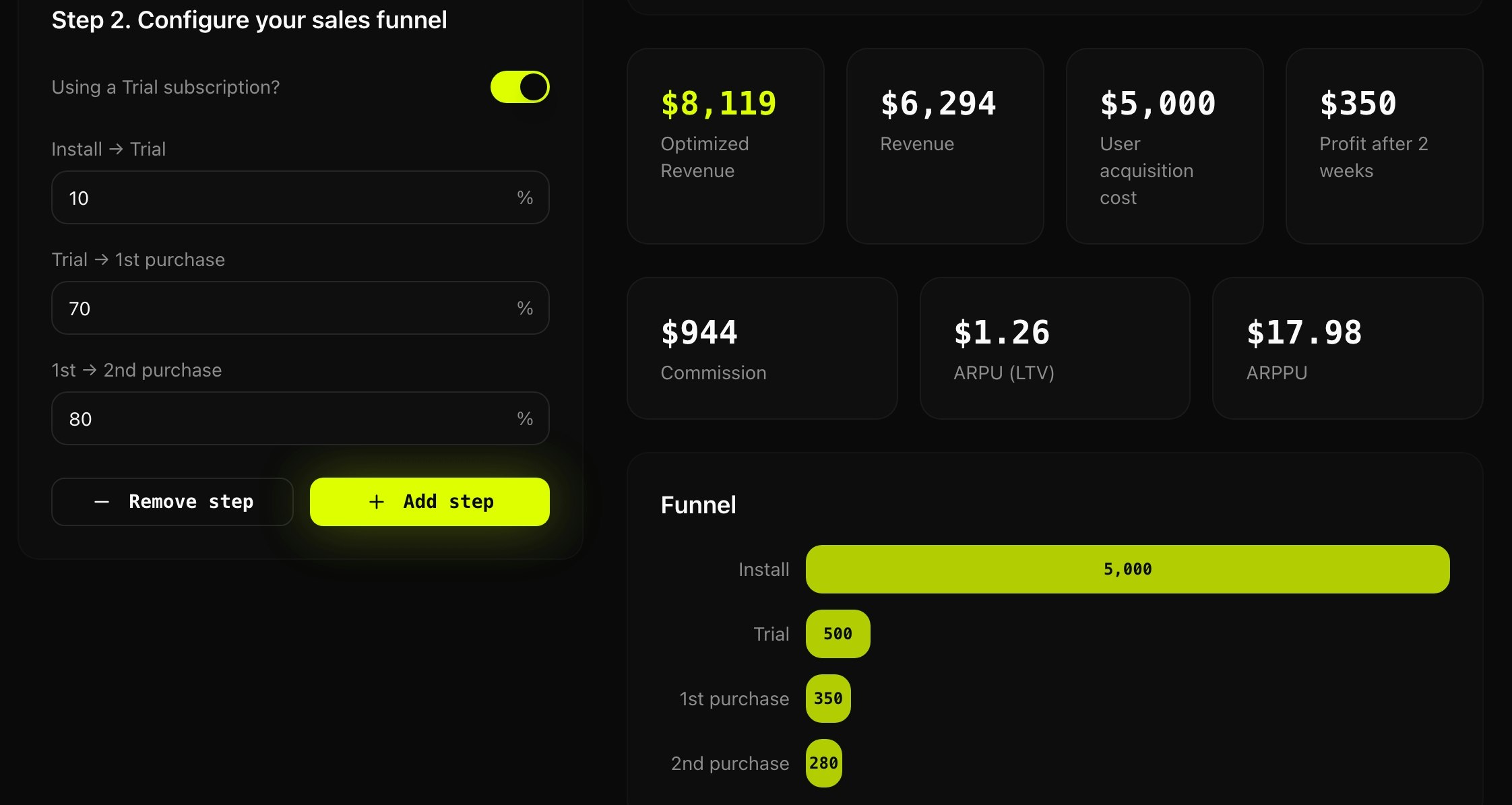 Subscription App Revenue Calculator - Screenshot 2 showing product features and functionality