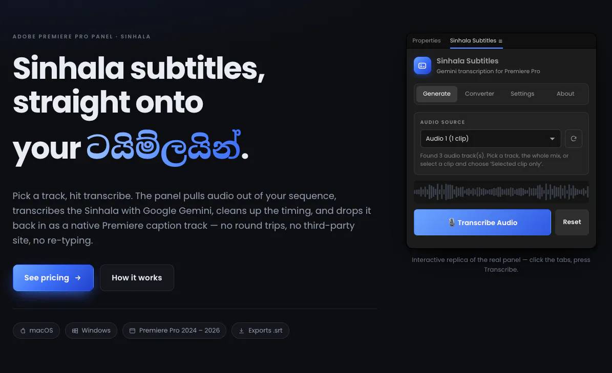Sinhala Subtitle Generator gallery image