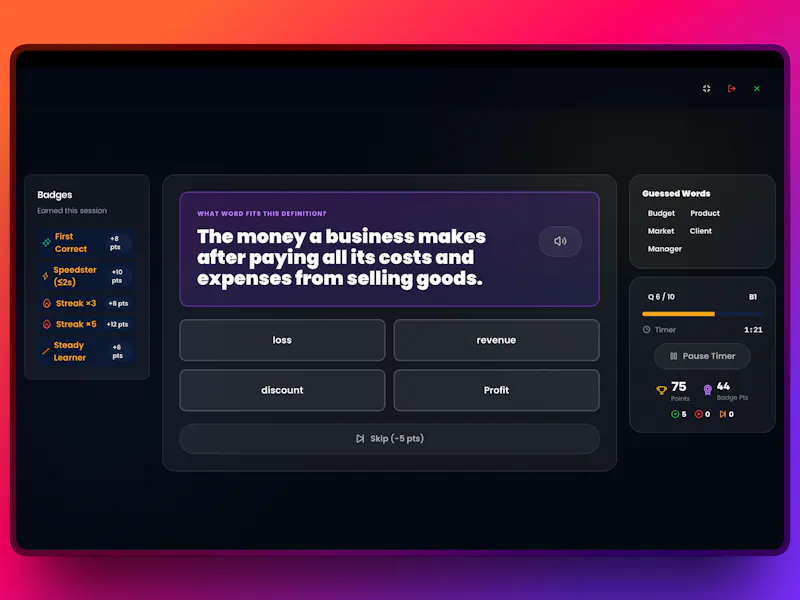 English No Kidding. AI fuelled ESL tools screenshot 5