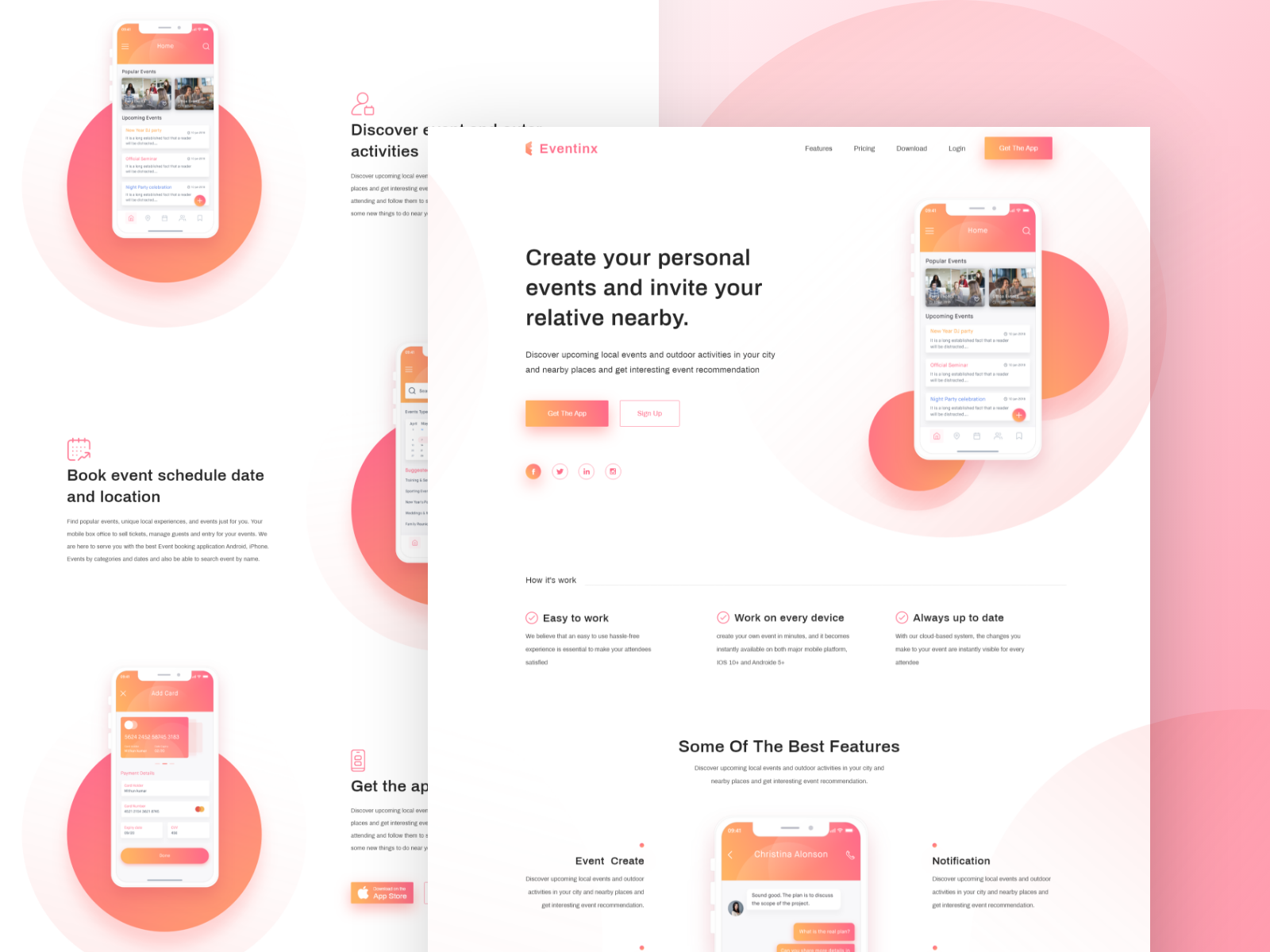 Event App Landing Page Design