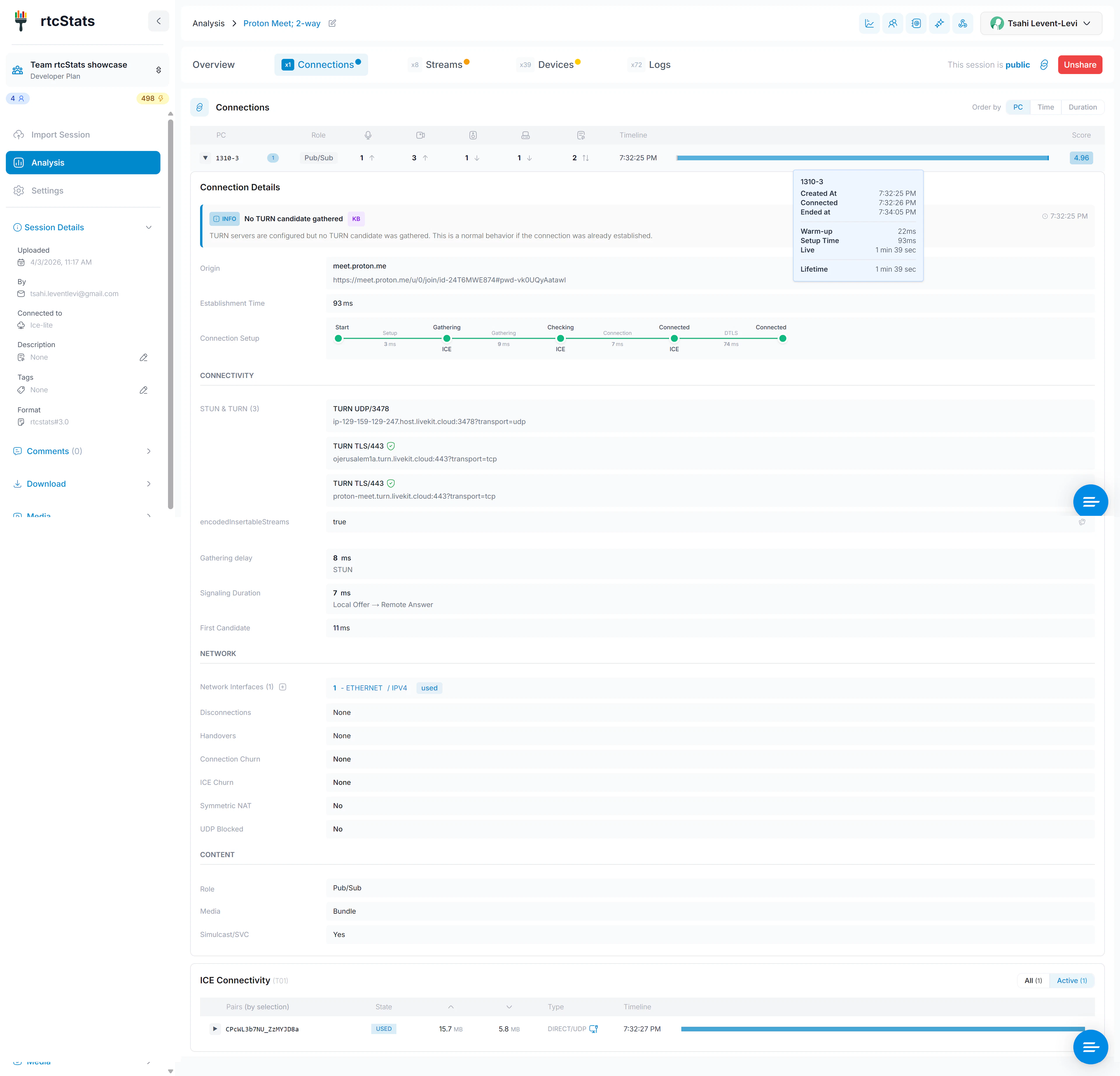 rtcStats screenshot 3