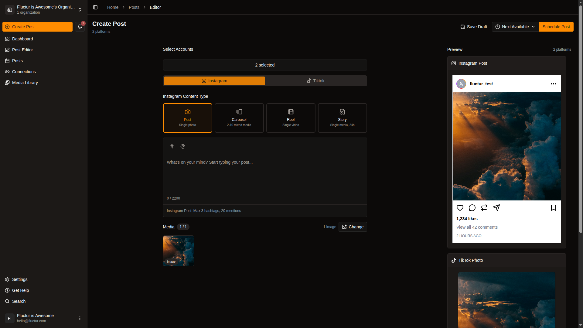 Fluctur - Main product screenshot demonstrating key features and user interface