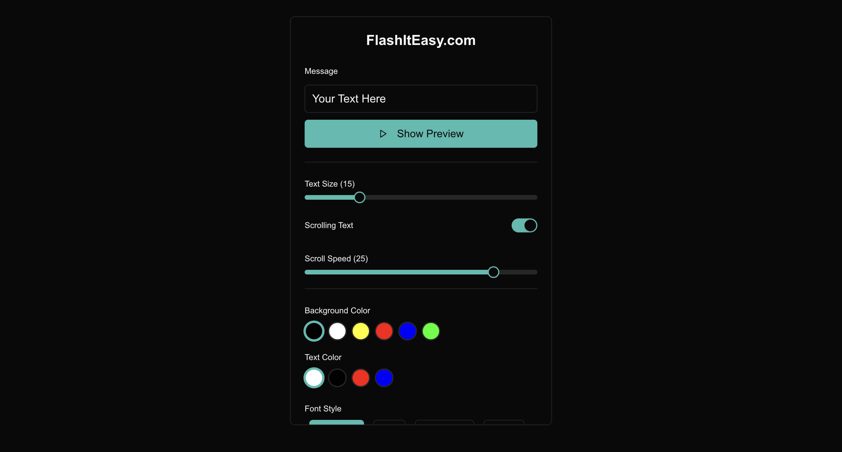 FlashItEasy.com - 顯示大型短信，滾動或靜態 media 2