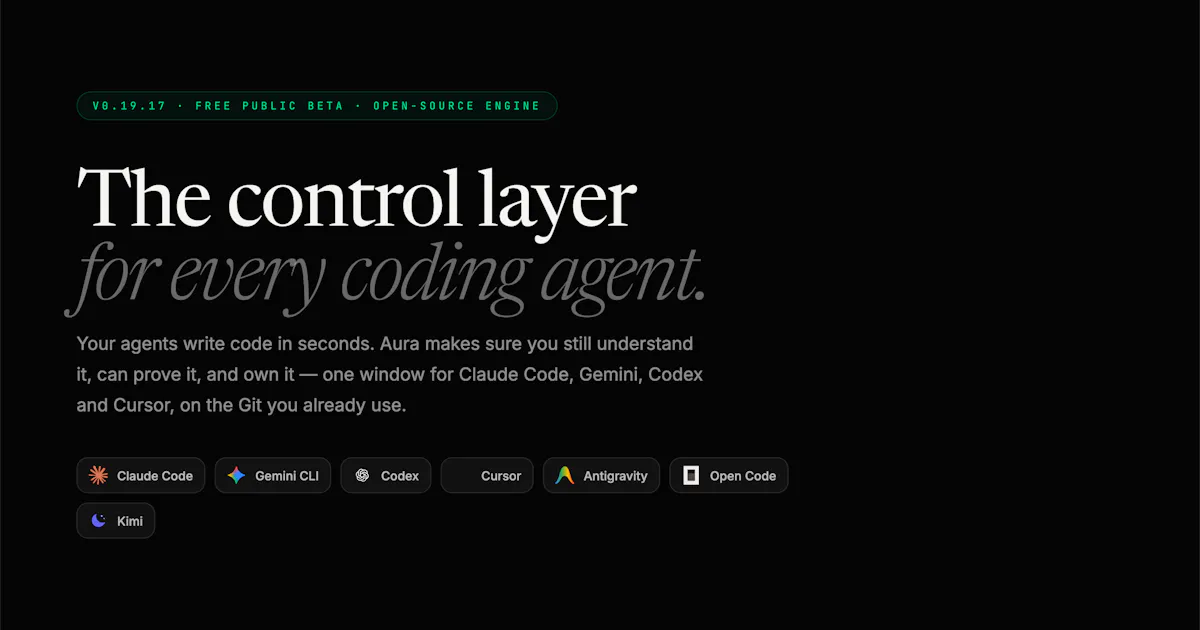Aura: Agents + Git + Intent Open Source