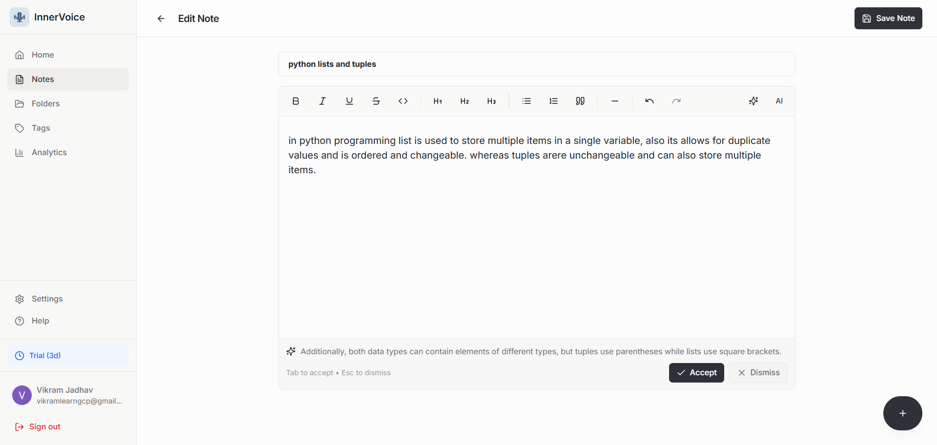 innervoice - Screenshot 3 showing product features and functionality