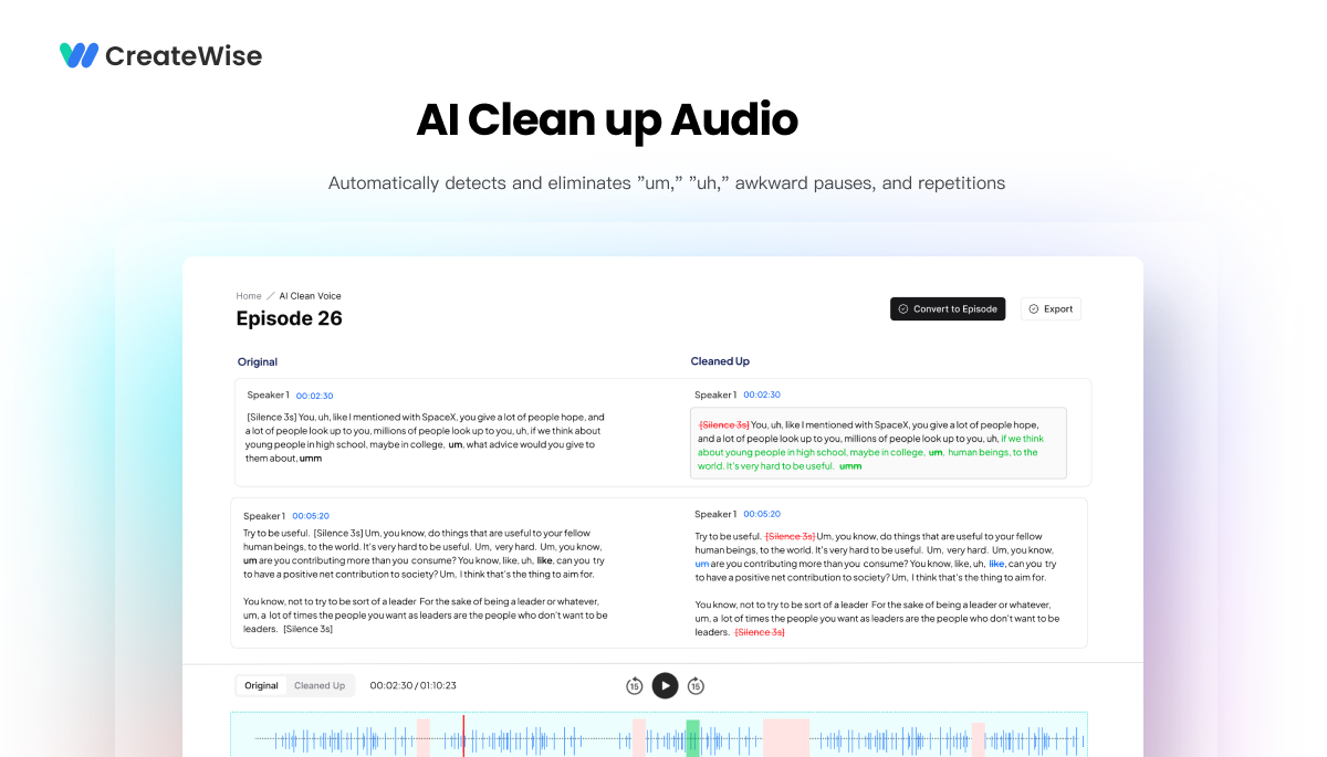 CreateWise AI Editing Interface