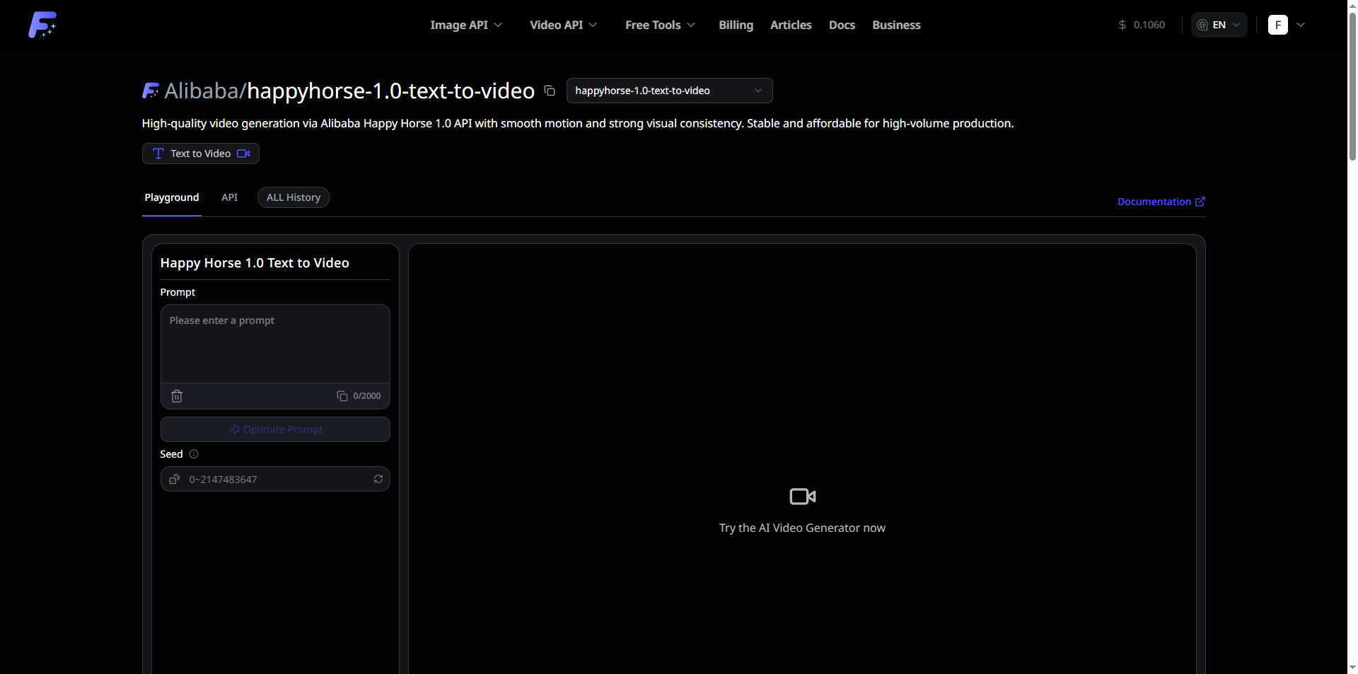 Happy Horse 1.0 Video API gallery image