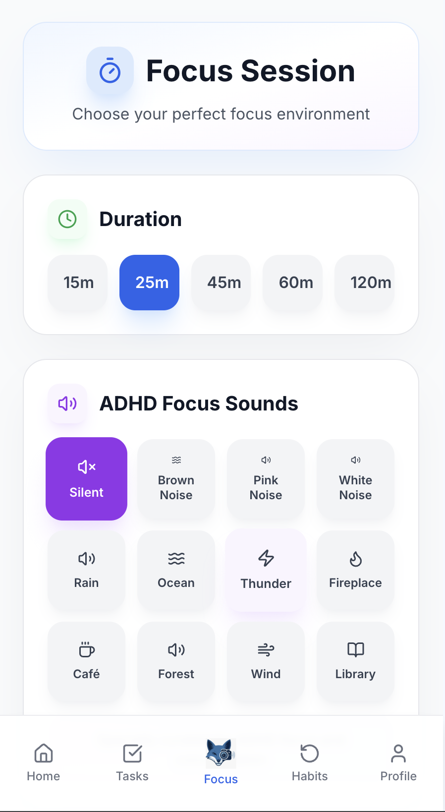 FocusFox - Main screenshot showing features and interface