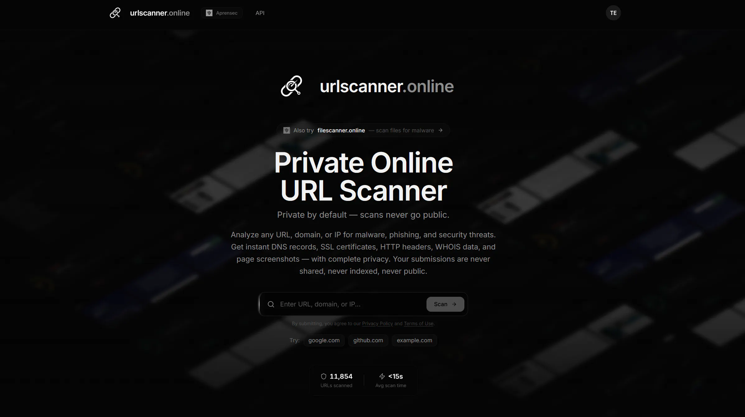 URL Scanner Online (Aprensec) gallery image
