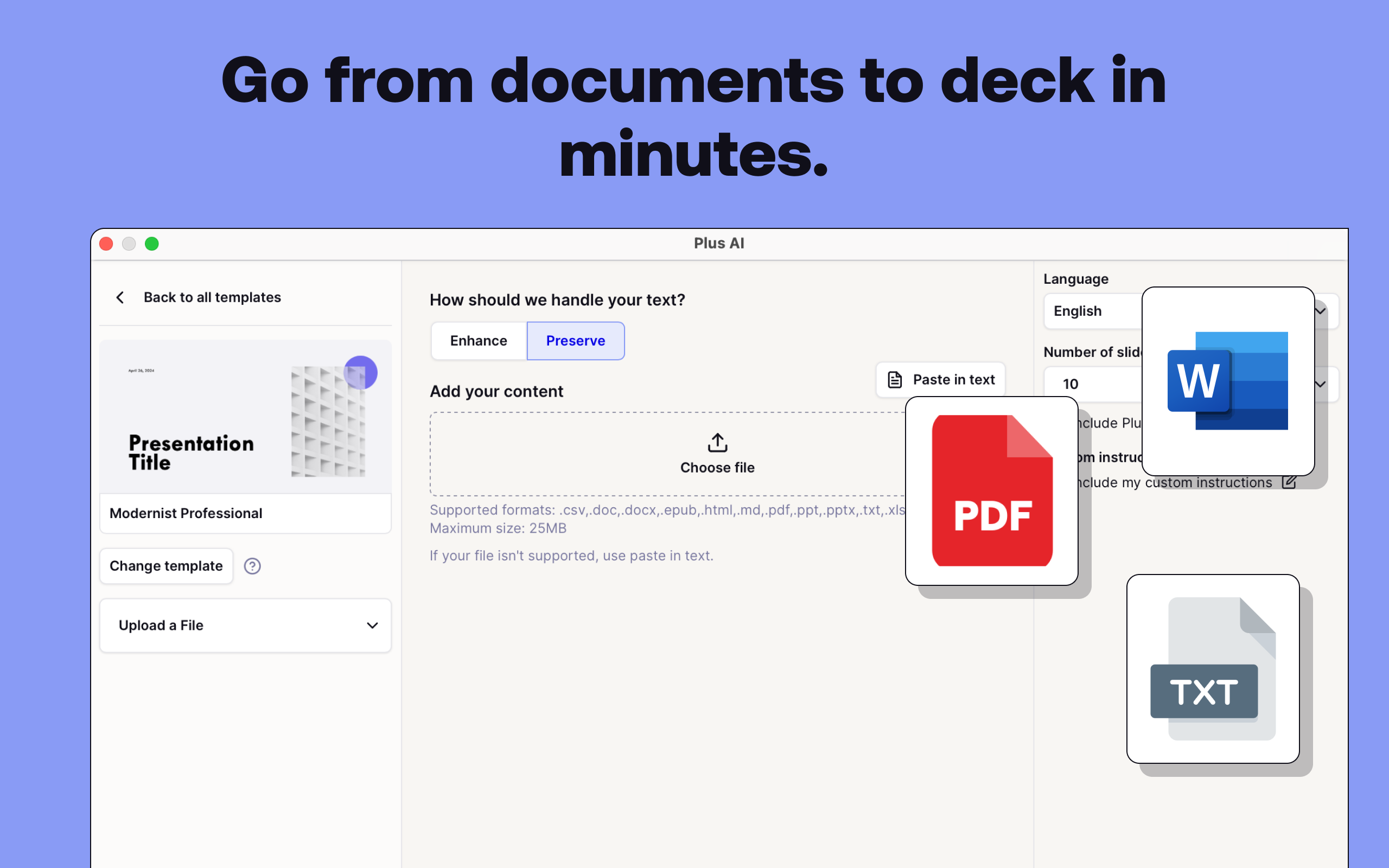 Plus AI Presentation Agent screenshot