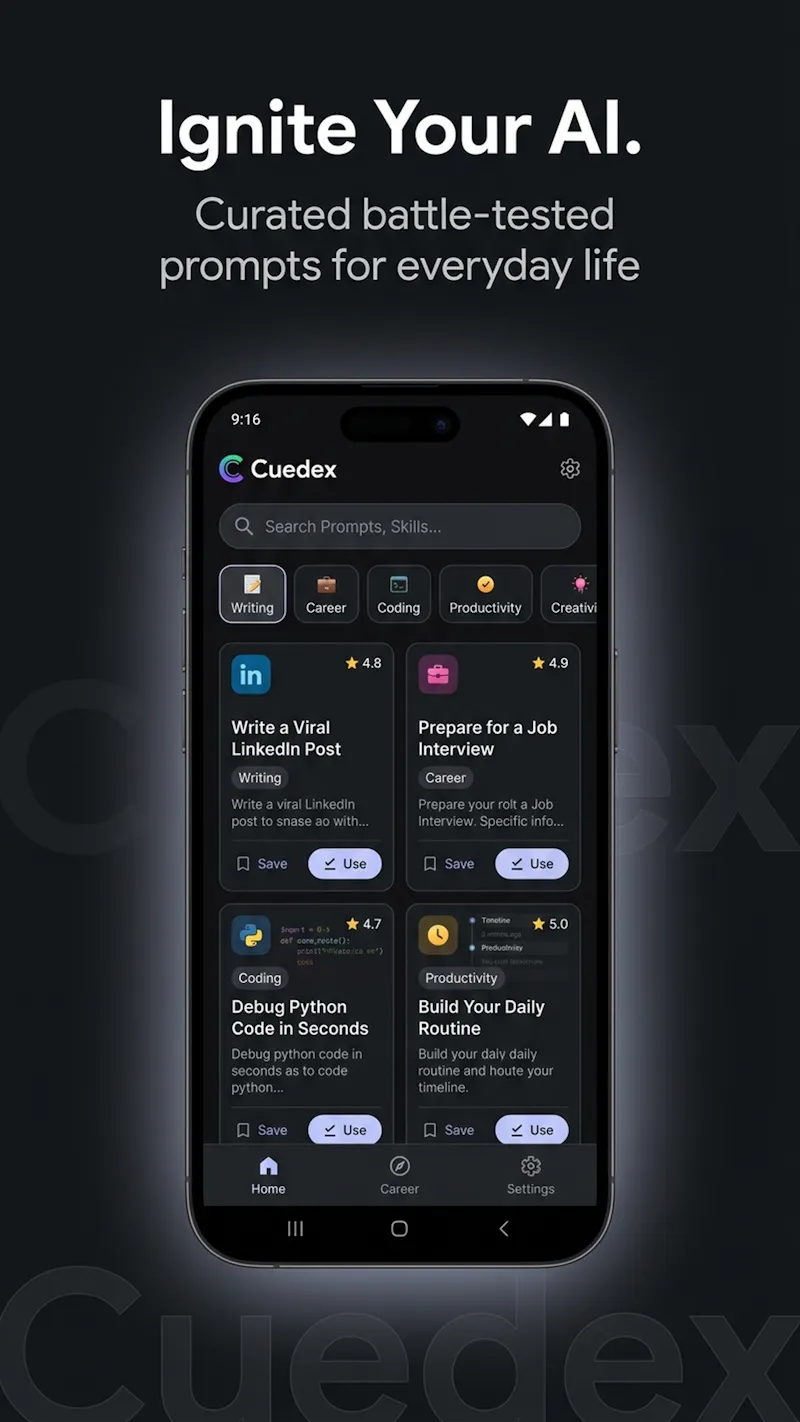 Cuedex: AI Prompt Library screenshot 2