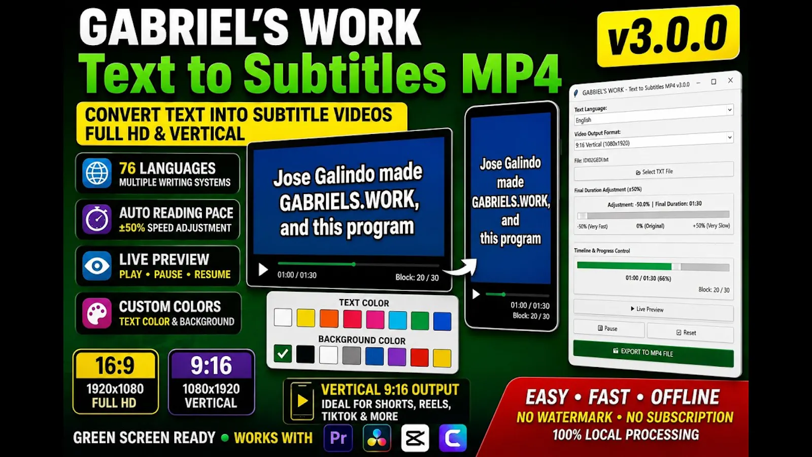 GABRIEL'S WORK Text to Subtitles v3.0 screenshot 1 (video preview)