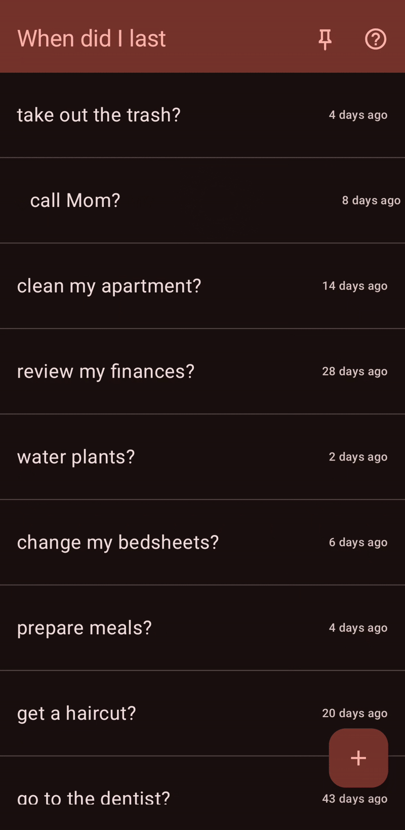WhenDidILast - Screenshot 2 showing product features and functionality