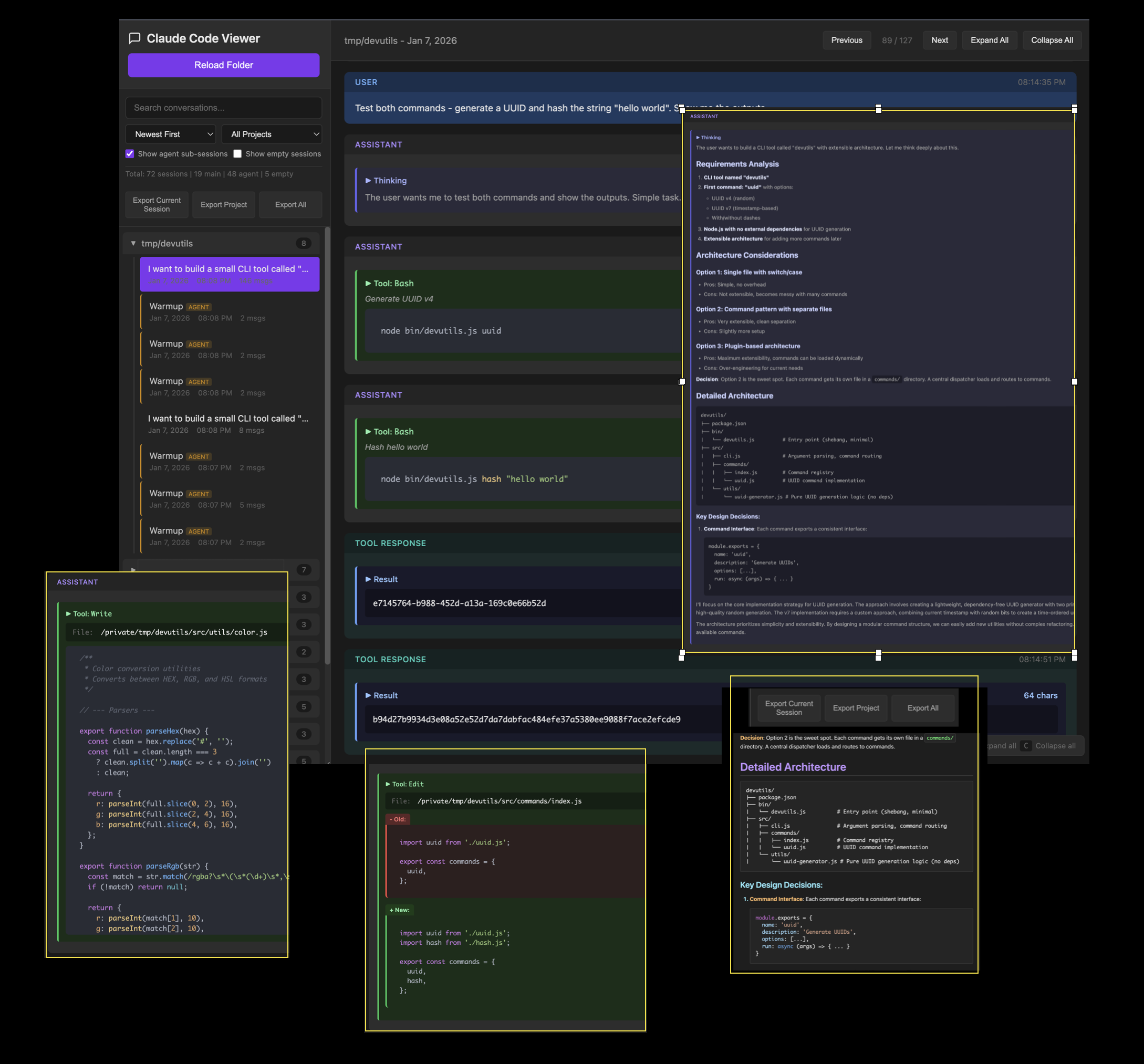 Claude Code Viewer - Main product screenshot demonstrating key features and user interface