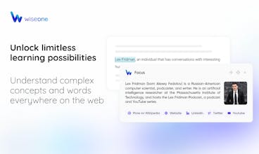 لقطة شاشة من واجهة تمديد متصفح Wiseone - استكشاف الميزات الرائدة