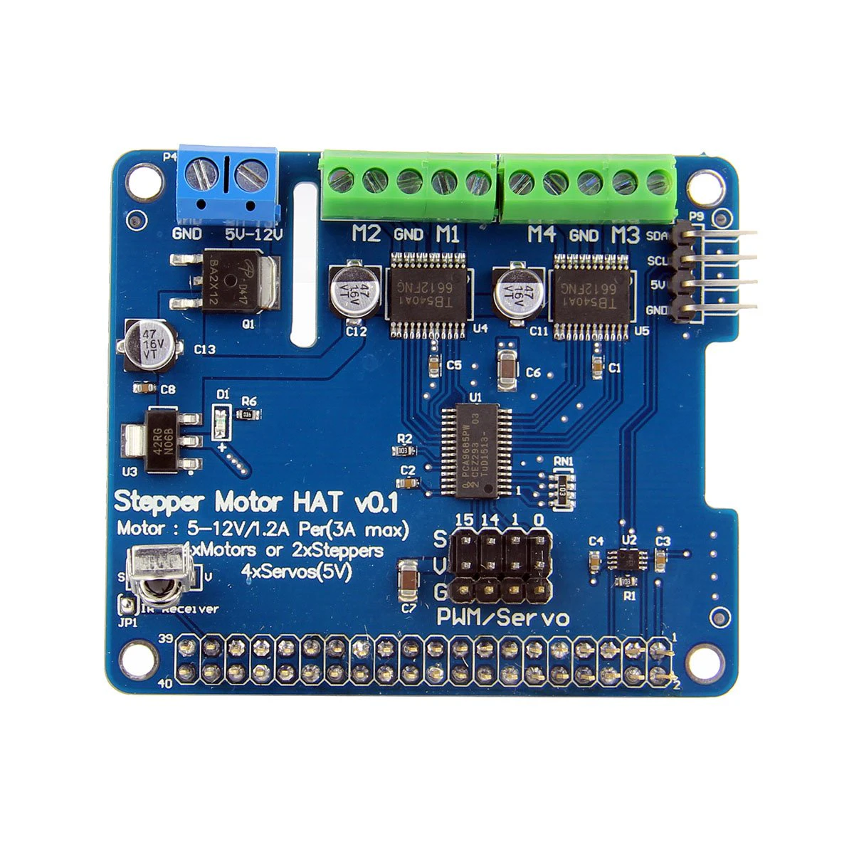 Raspberry Pi 3 Motor HAT Full function Robot Expansion Board (Stepper / Motor / Servo/ IR Remote)