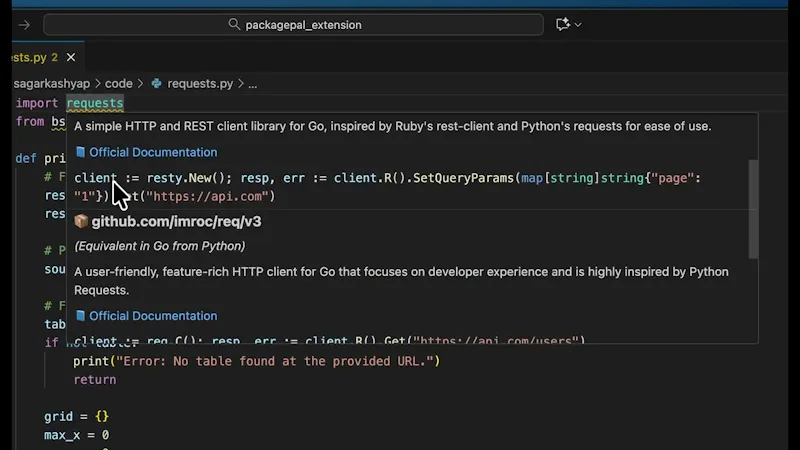 Package Pal for VS Code screenshot 1 (video preview)