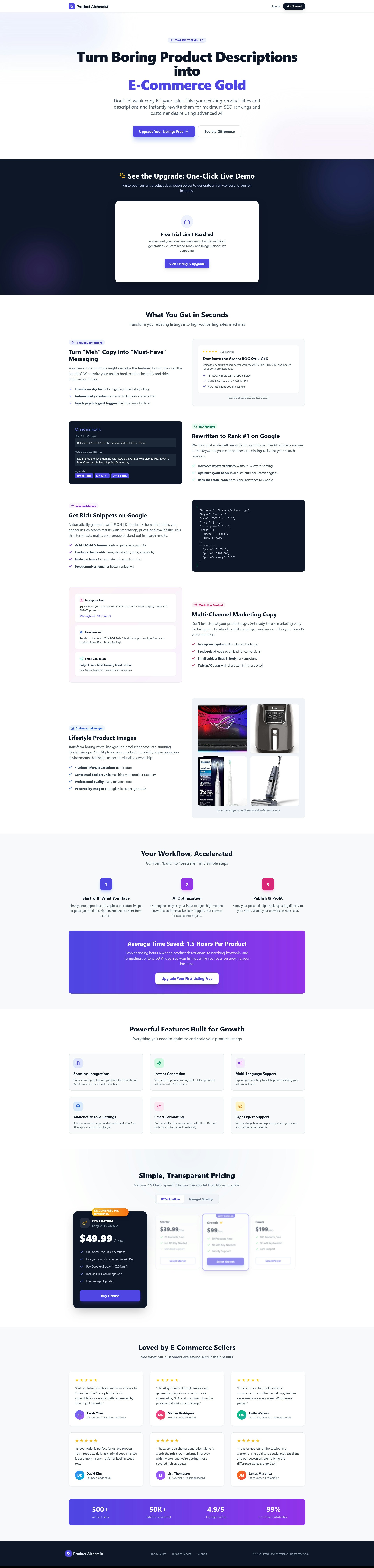 Product Alchemist - Main product screenshot demonstrating key features and user interface