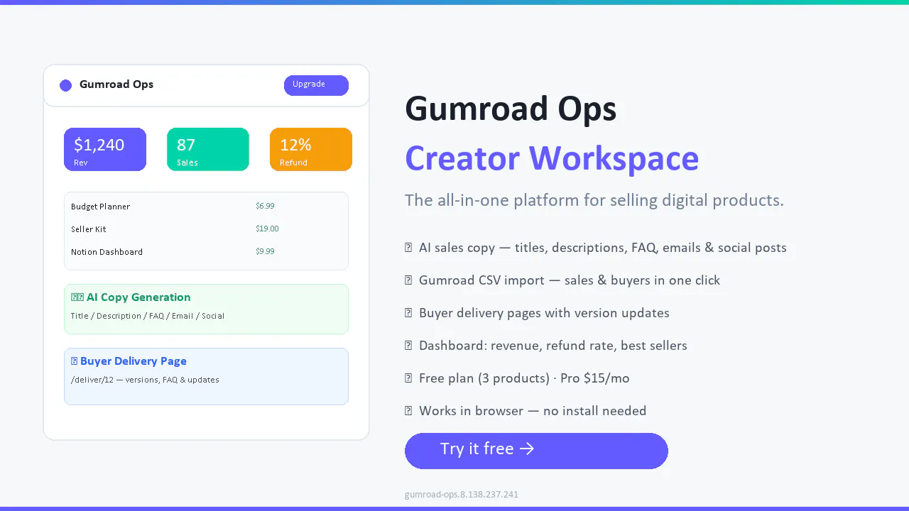 Gumroad Ops gallery image