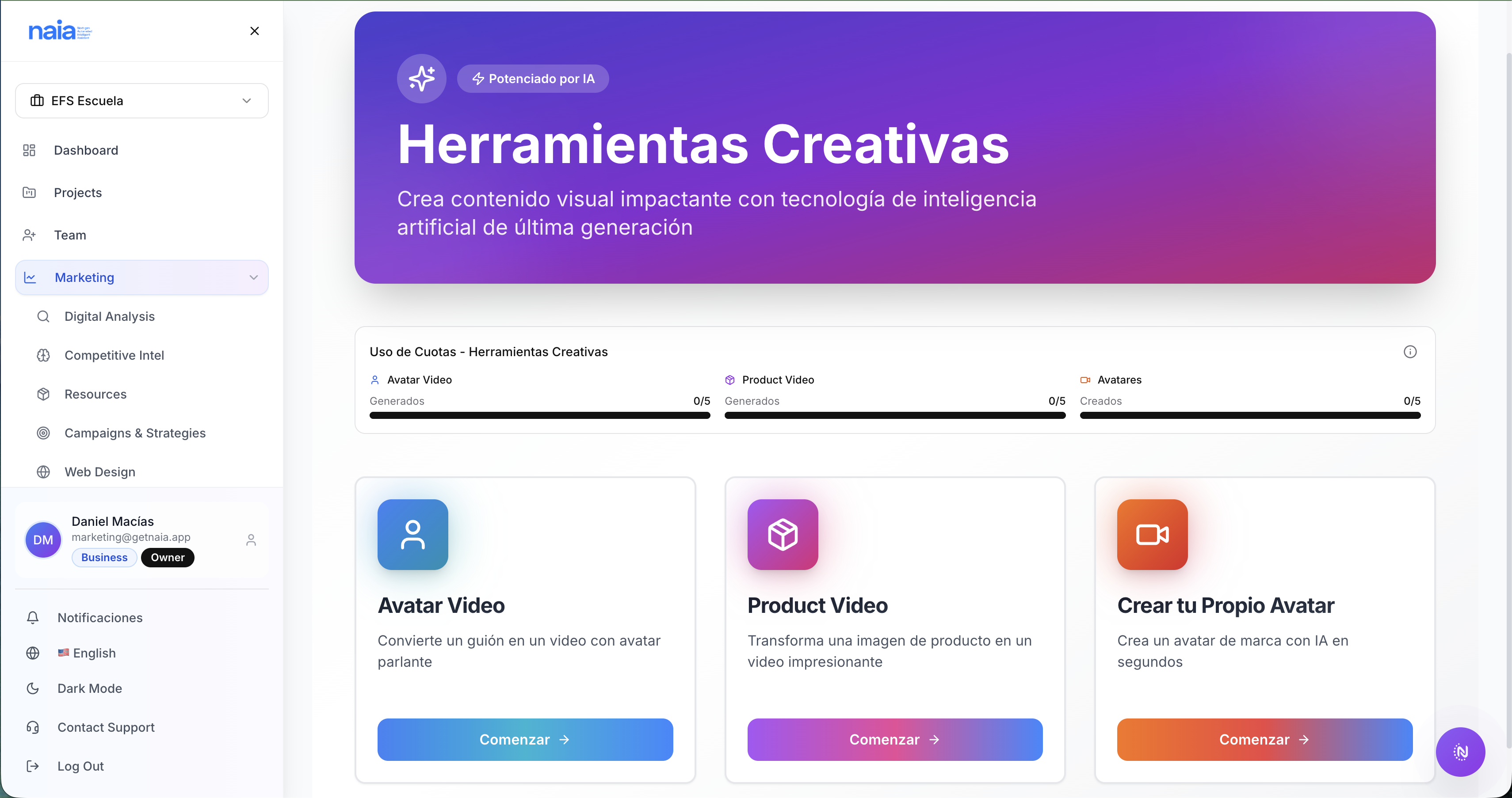 Naia: AI Marketing & Sales - Screenshot 4 showing product features and functionality