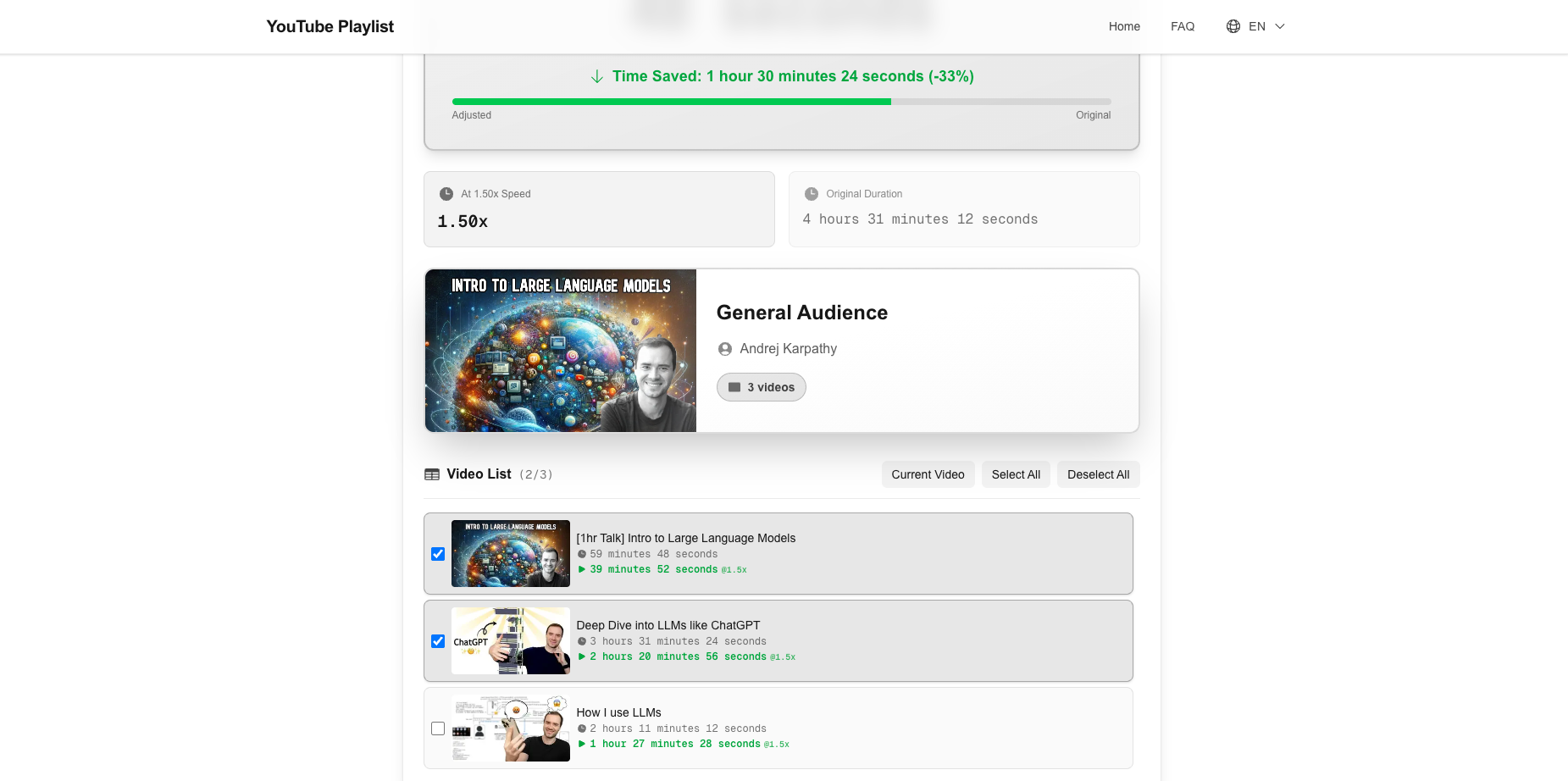 YouTube Playlist length calculator - Screenshot 2 preview