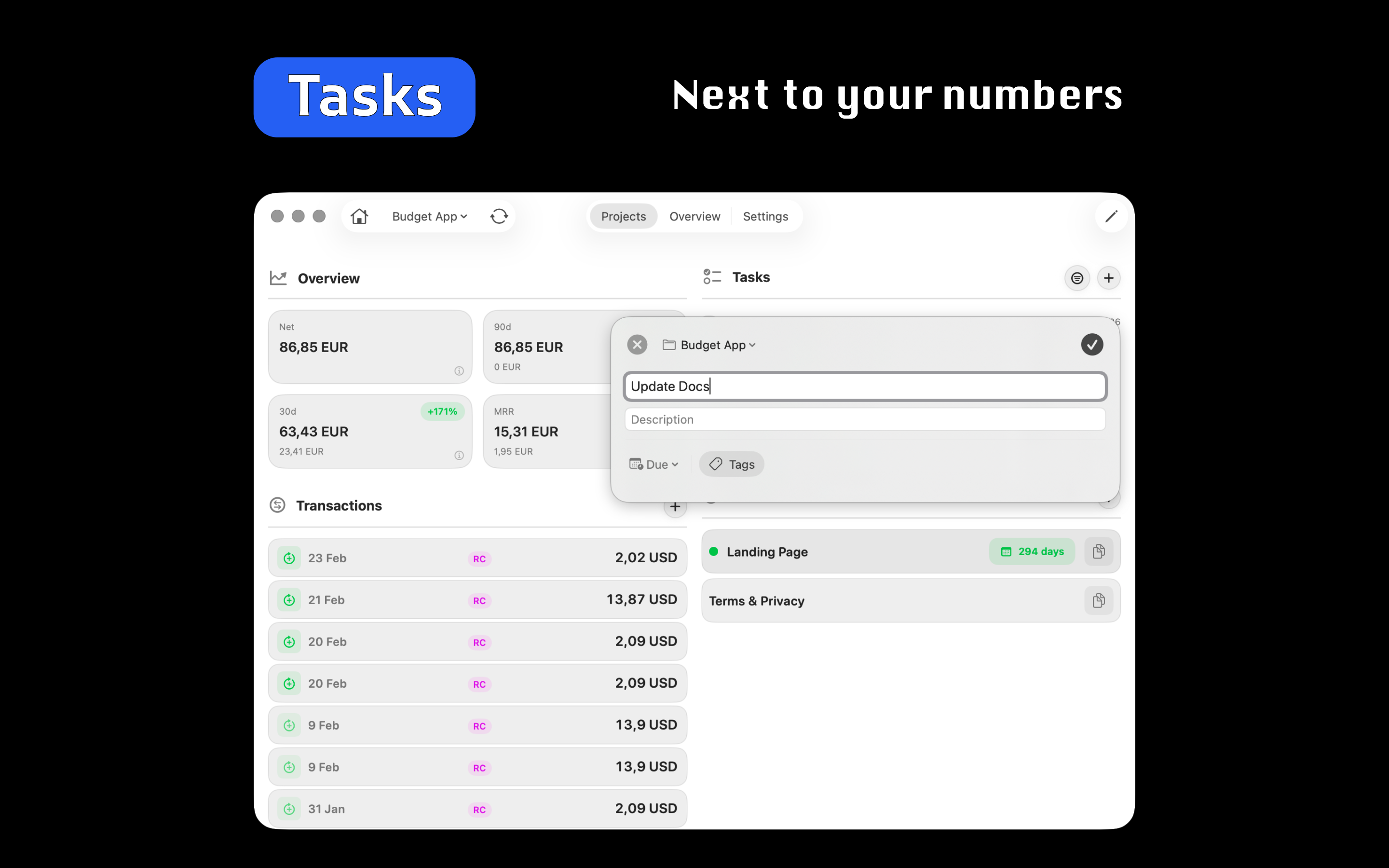 qdBox — Projects, Tasks & Revenue - Screenshot 4 showing product features and functionality