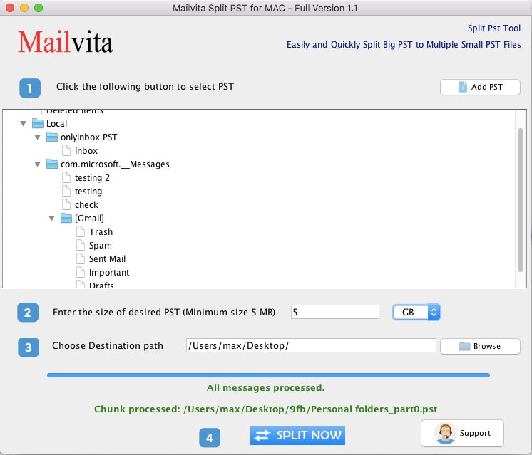 Mac için Mailvita Split PST medya 3