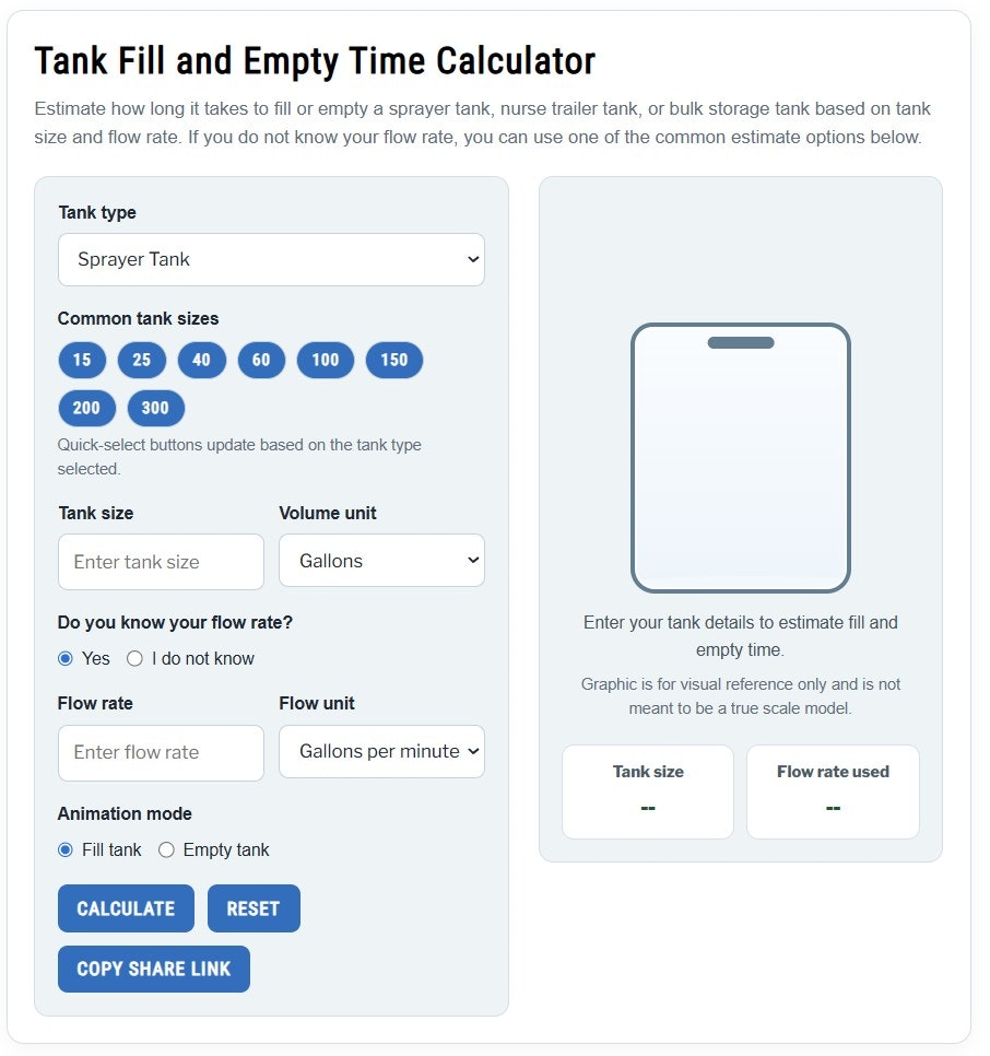 Tank Fill Time Calculator gallery image