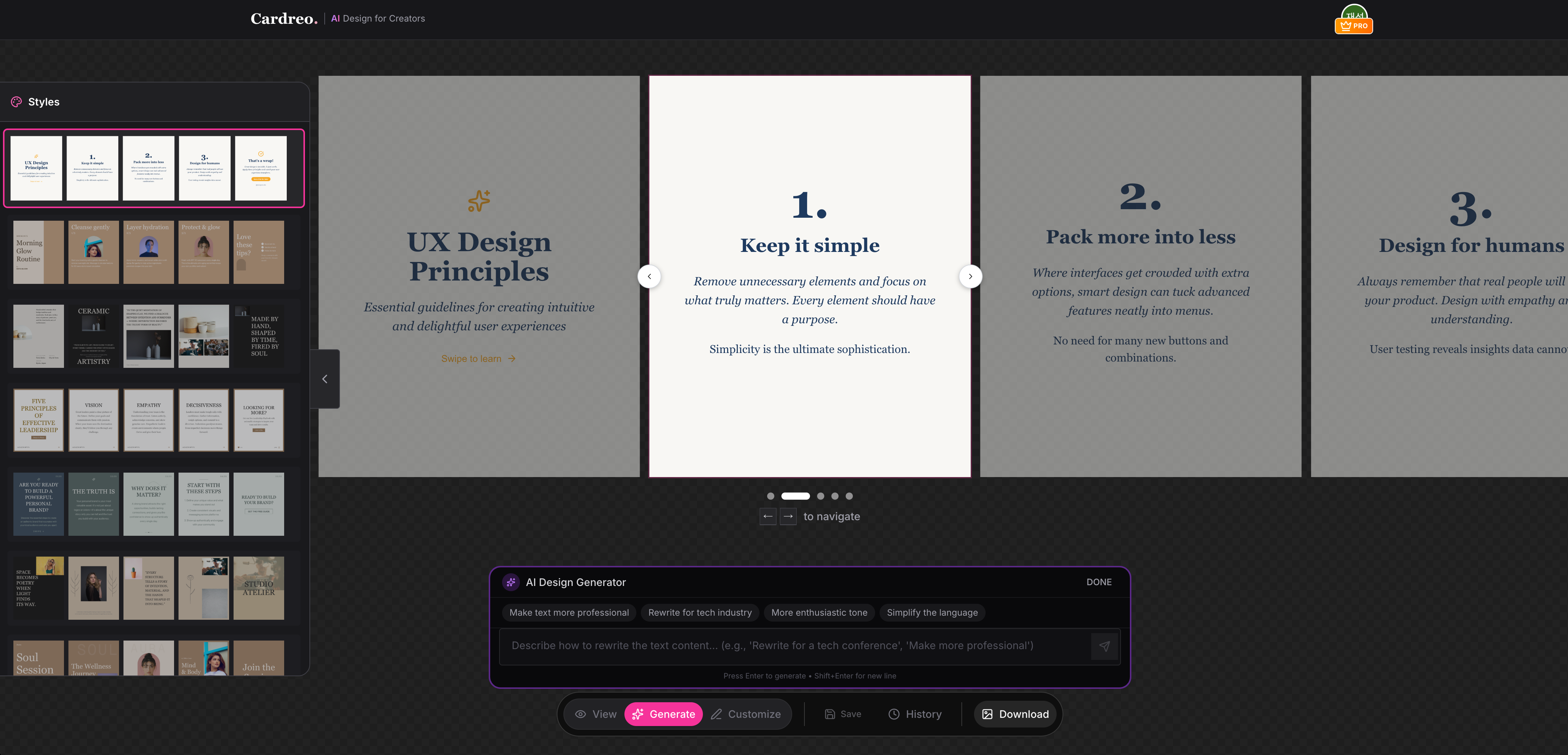 InstaCarousel AI - Main product screenshot demonstrating key features and user interface