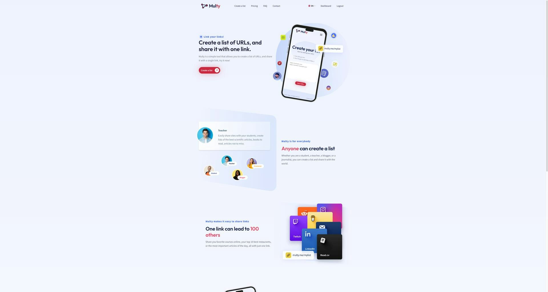 وسائط Multy 2.0 - قم بإنشاء قائمة بعنوان URL ، وشاركها مع رابط واحد فقط 🔗 1